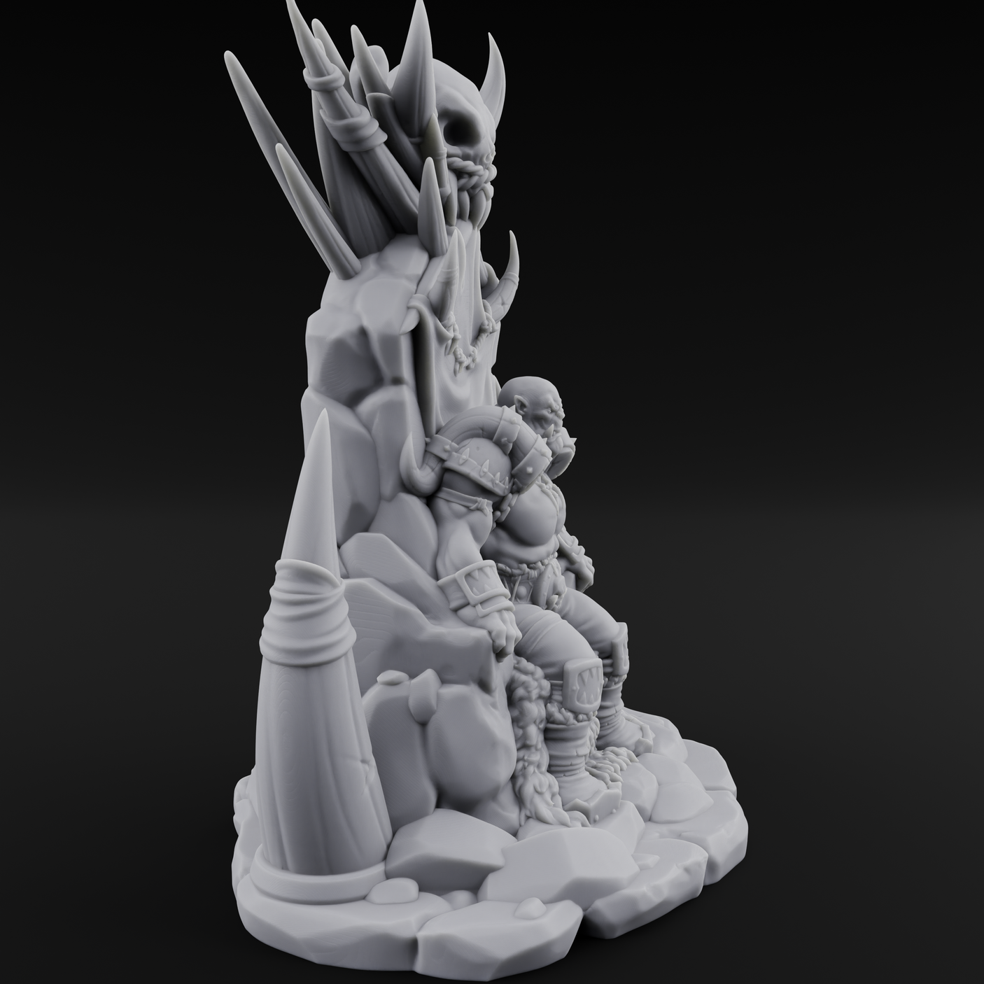 Enthroned Orc Warlord Miniature for Dungeons and Dragons, Pathfinder or other TTRPGs