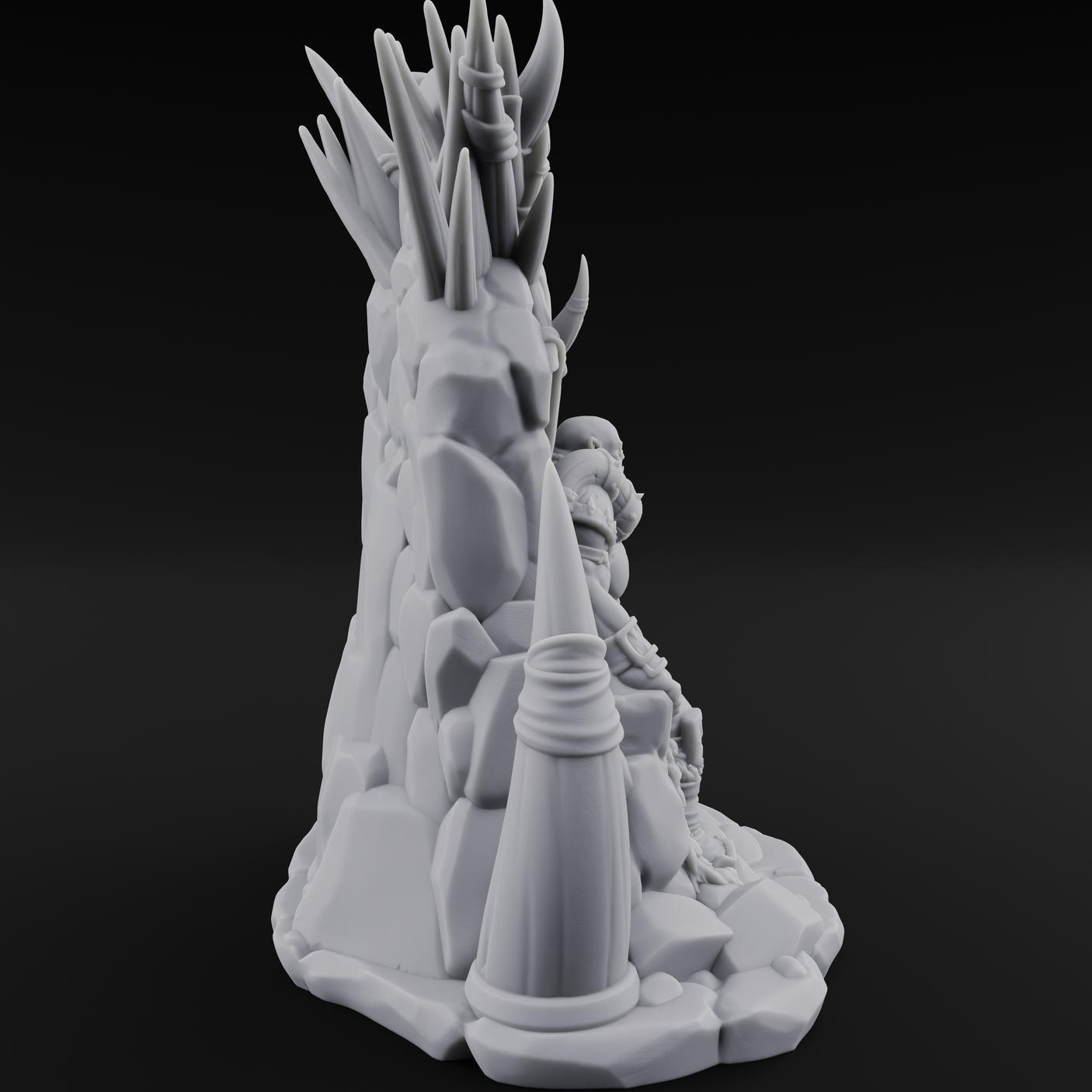 Enthroned Orc Warlord Miniature for Dungeons and Dragons, Pathfinder or other TTRPGs