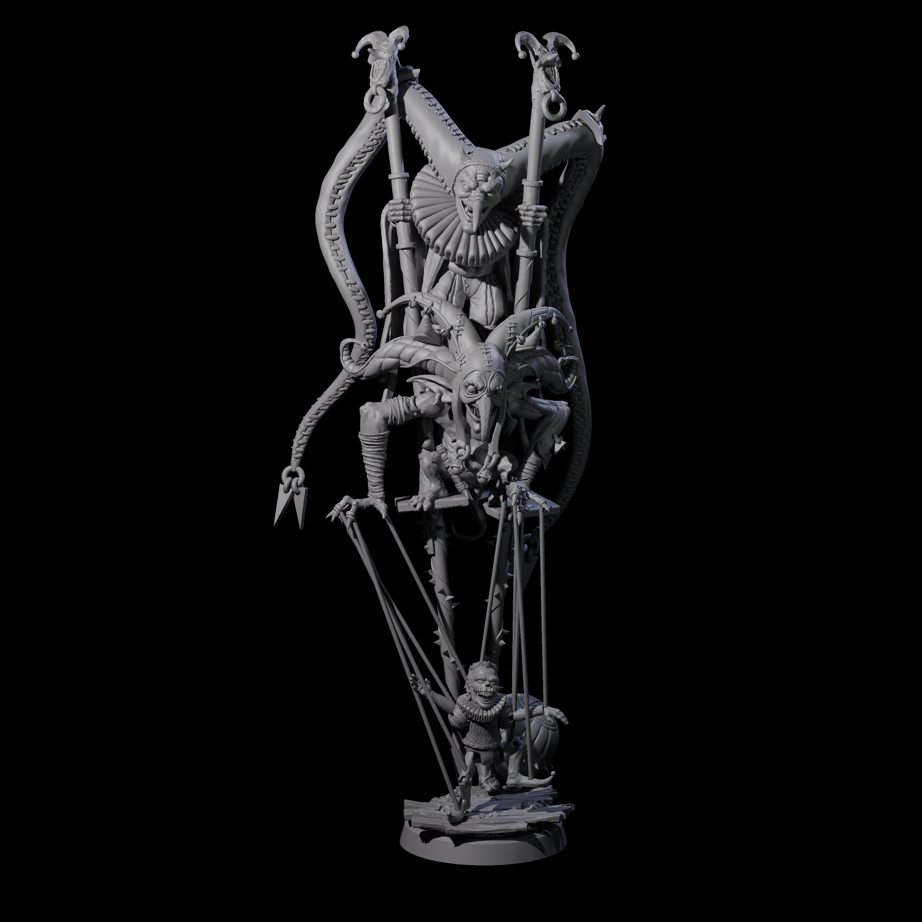 Evil Puppeteering Jesters Miniature for Dungeons and Dragons, Pathfinder or other TTRPGs