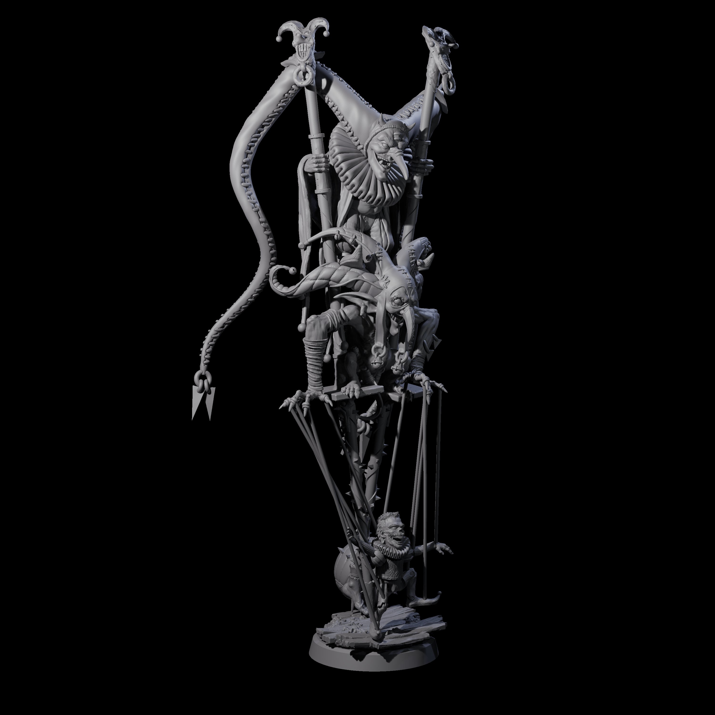 Evil Puppeteering Jesters Miniature for Dungeons and Dragons, Pathfinder or other TTRPGs