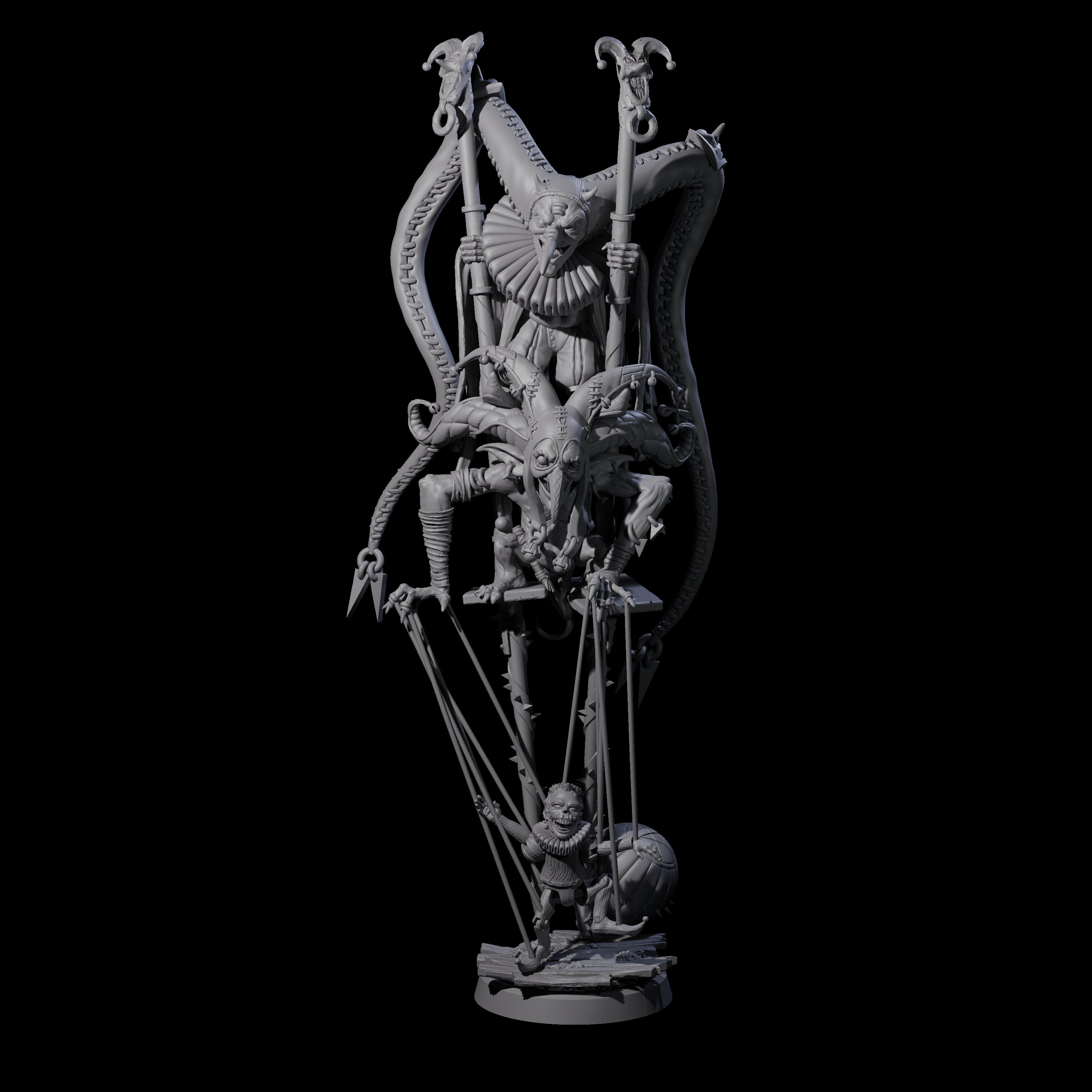 Evil Puppeteering Jesters Miniature for Dungeons and Dragons, Pathfinder or other TTRPGs