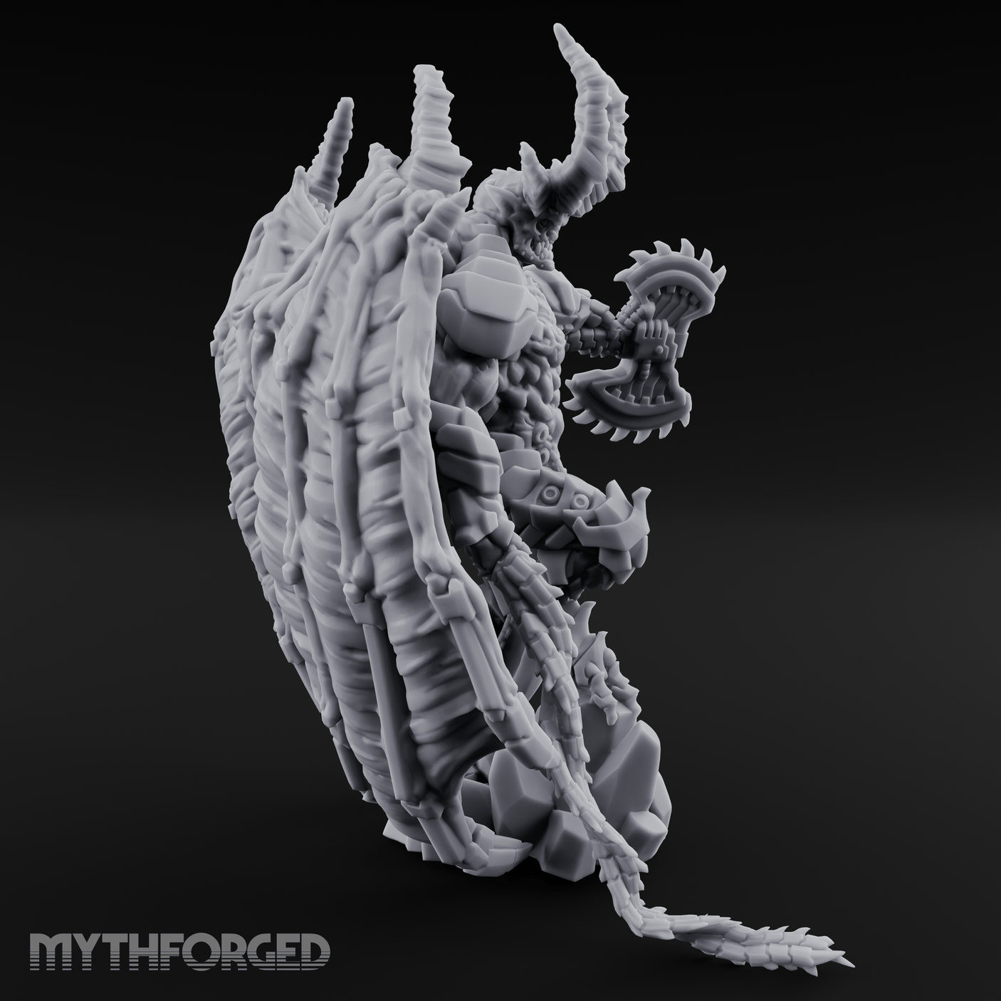 Wings Spread Menacing Demon Lord Miniature for Dungeons and Dragons, Pathfinder or other TTRPGs
