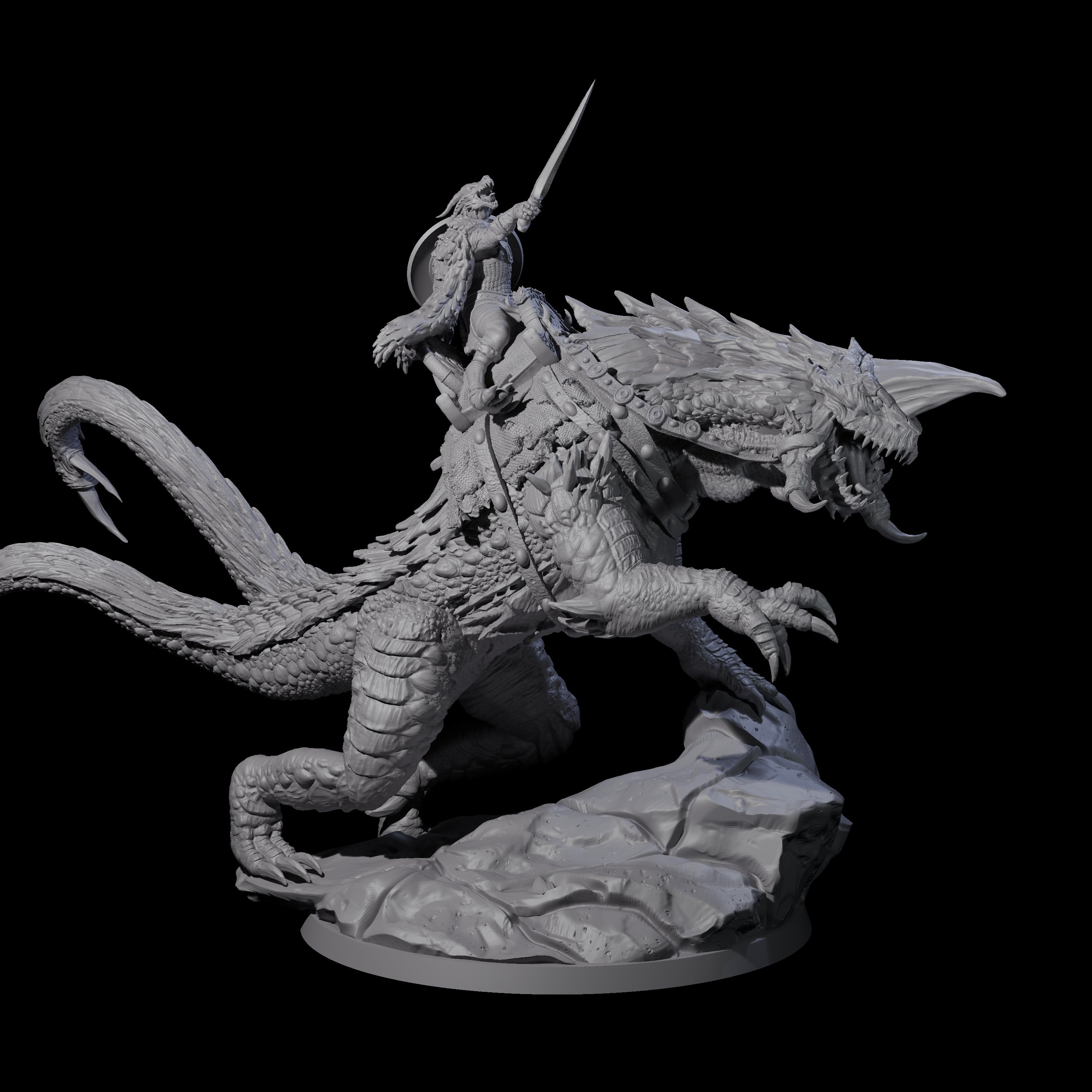 Fearless Kobold General on Siege Drake Miniature for Dungeons and Dragons, Pathfinder or other TTRPGs