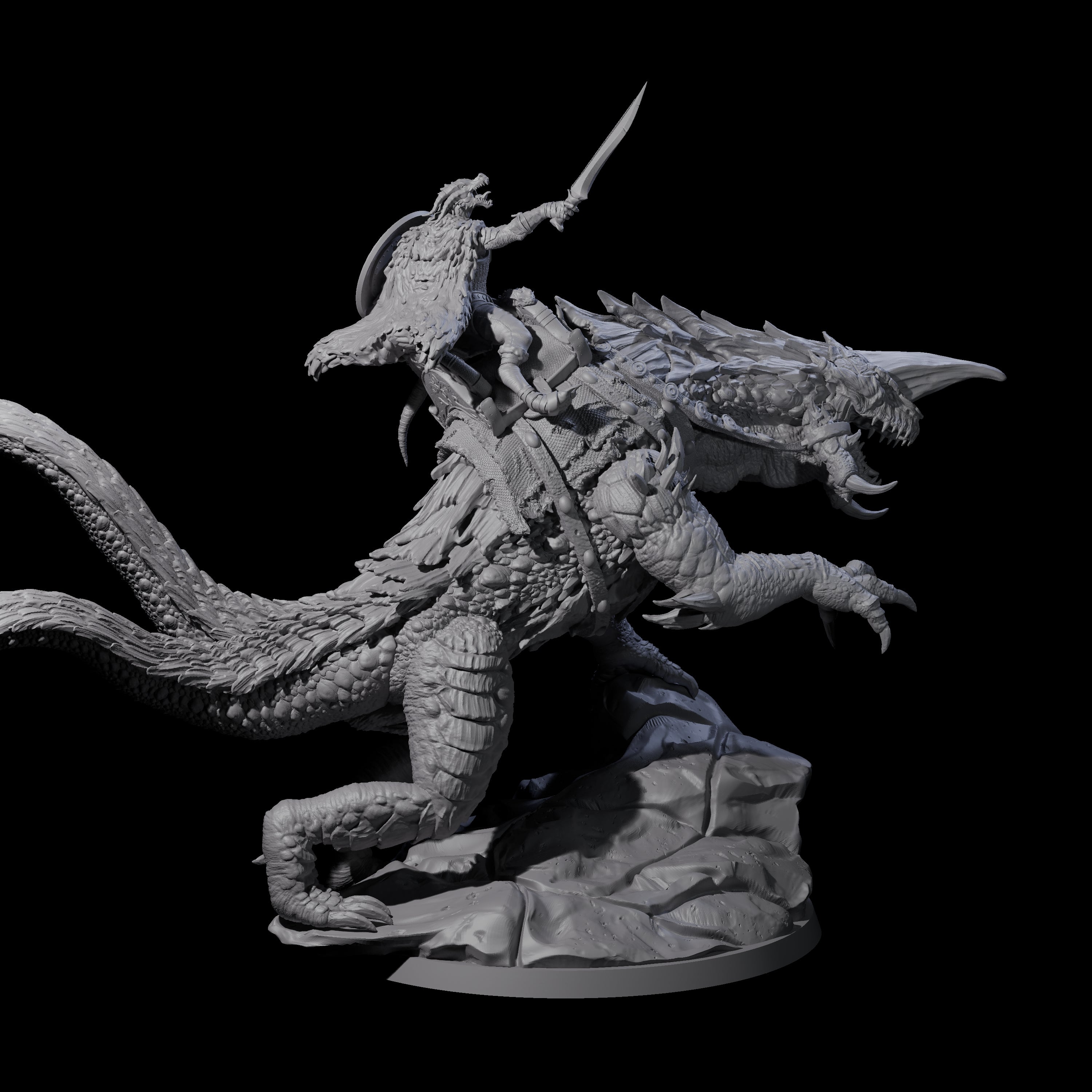 Fearless Kobold General on Siege Drake Miniature for Dungeons and Dragons, Pathfinder or other TTRPGs