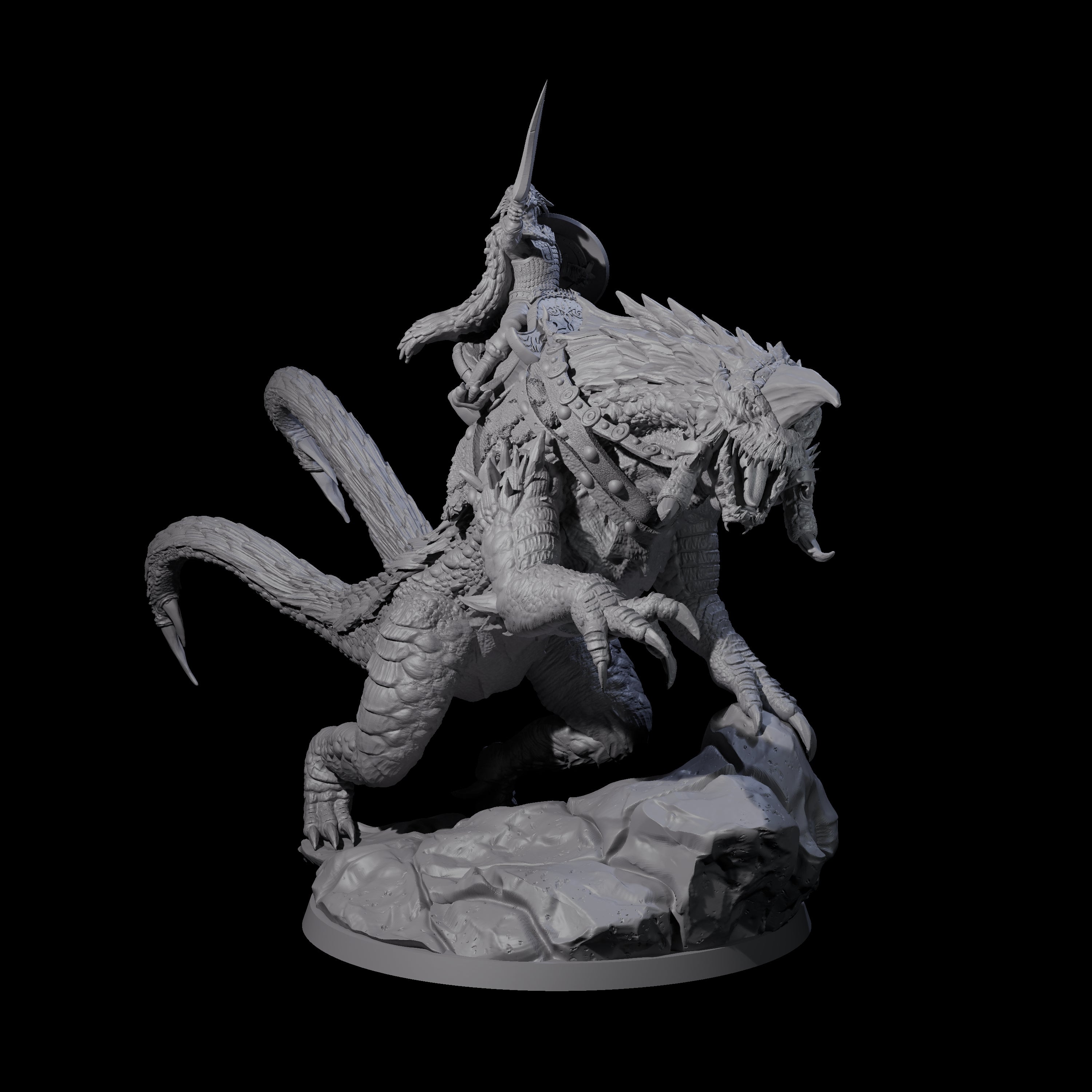 Fearless Kobold General on Siege Drake Miniature for Dungeons and Dragons, Pathfinder or other TTRPGs