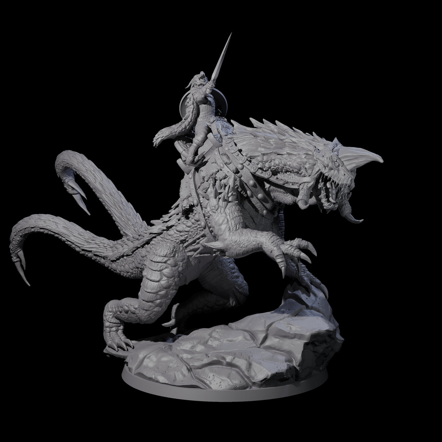Fearless Kobold General on Siege Drake Miniature for Dungeons and Dragons, Pathfinder or other TTRPGs