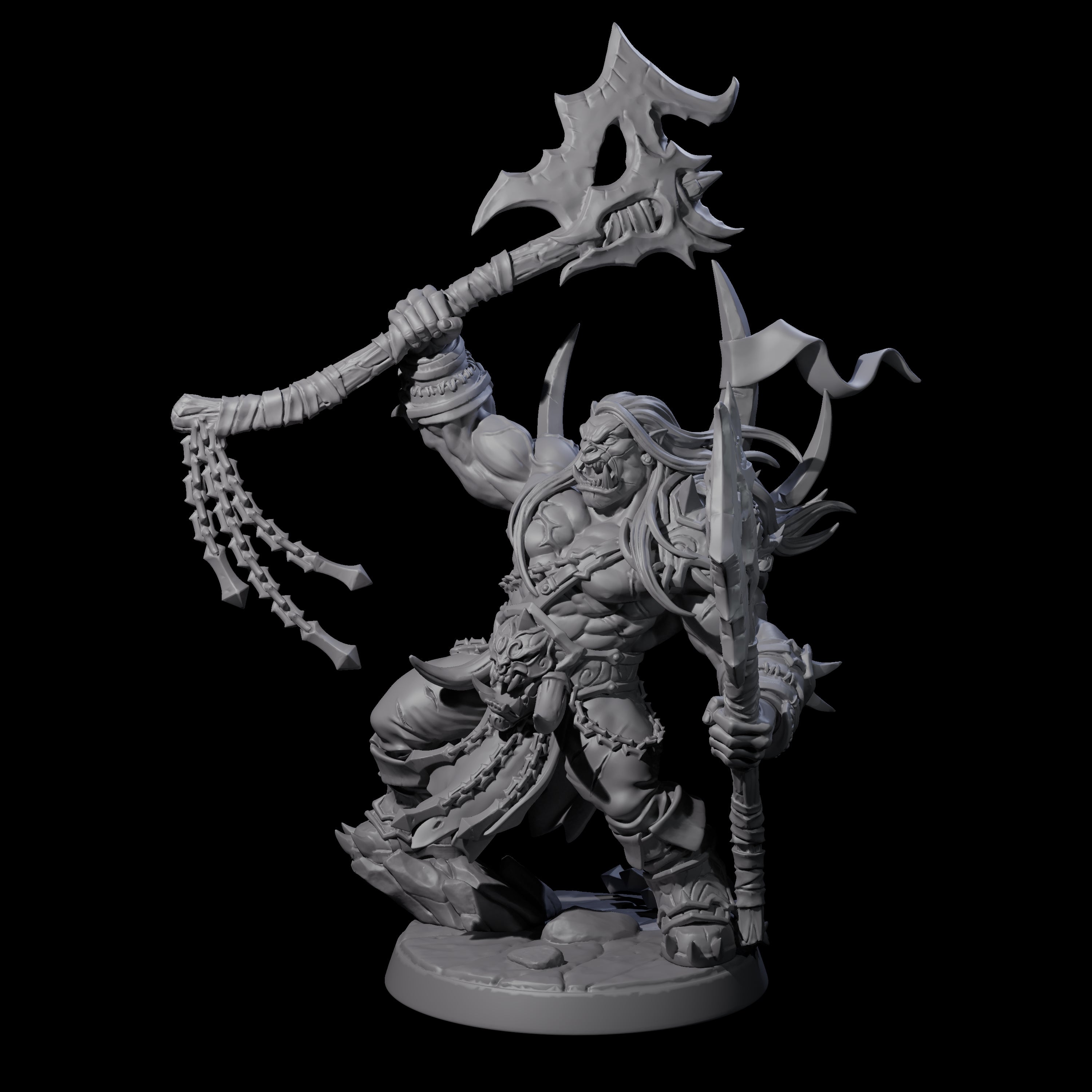 Fearsome Orc Leader Miniature for Dungeons and Dragons, Pathfinder or other TTRPGs
