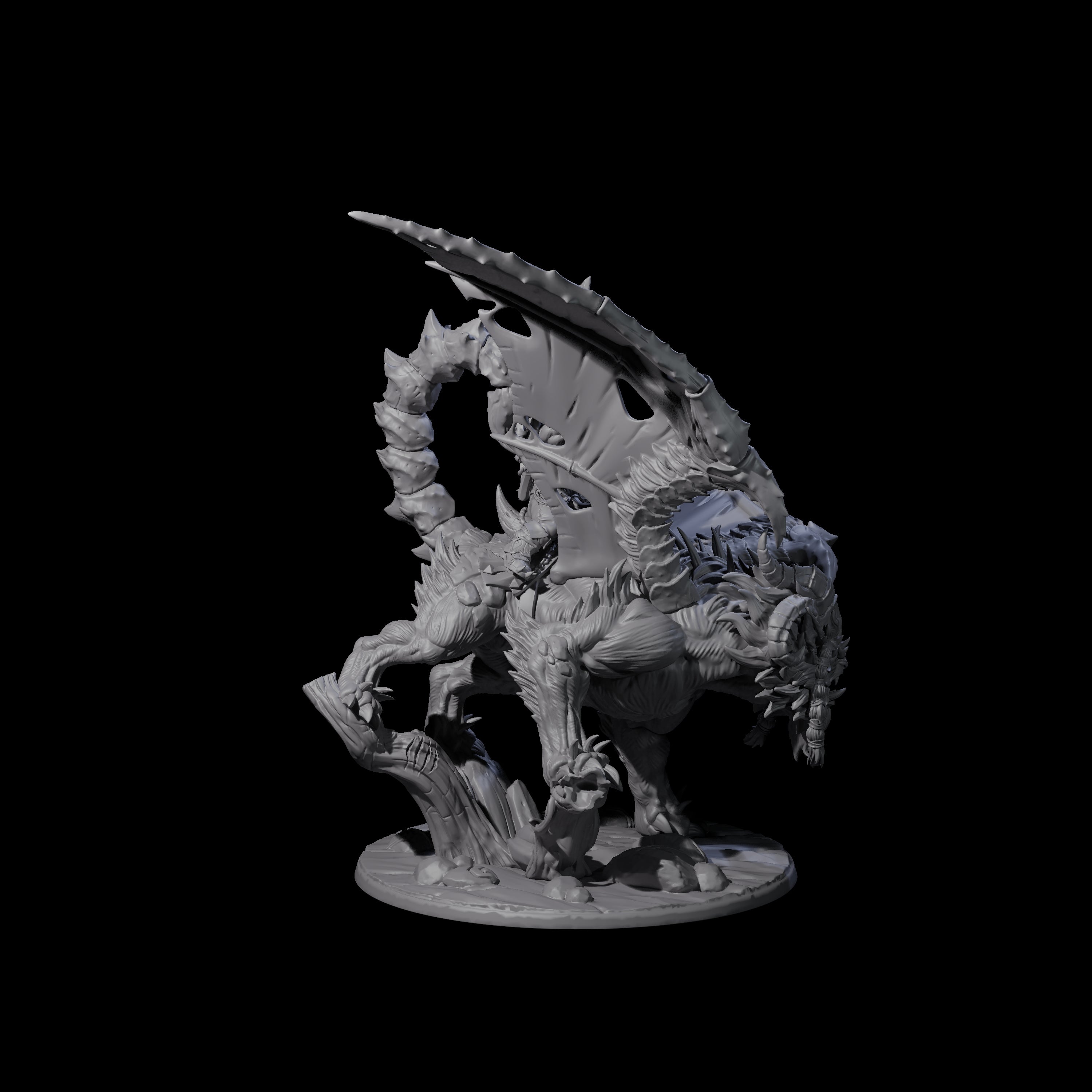 Fearsome Orc Leader Riding a Manticore Miniature for Dungeons and Dragons, Pathfinder or other TTRPGs