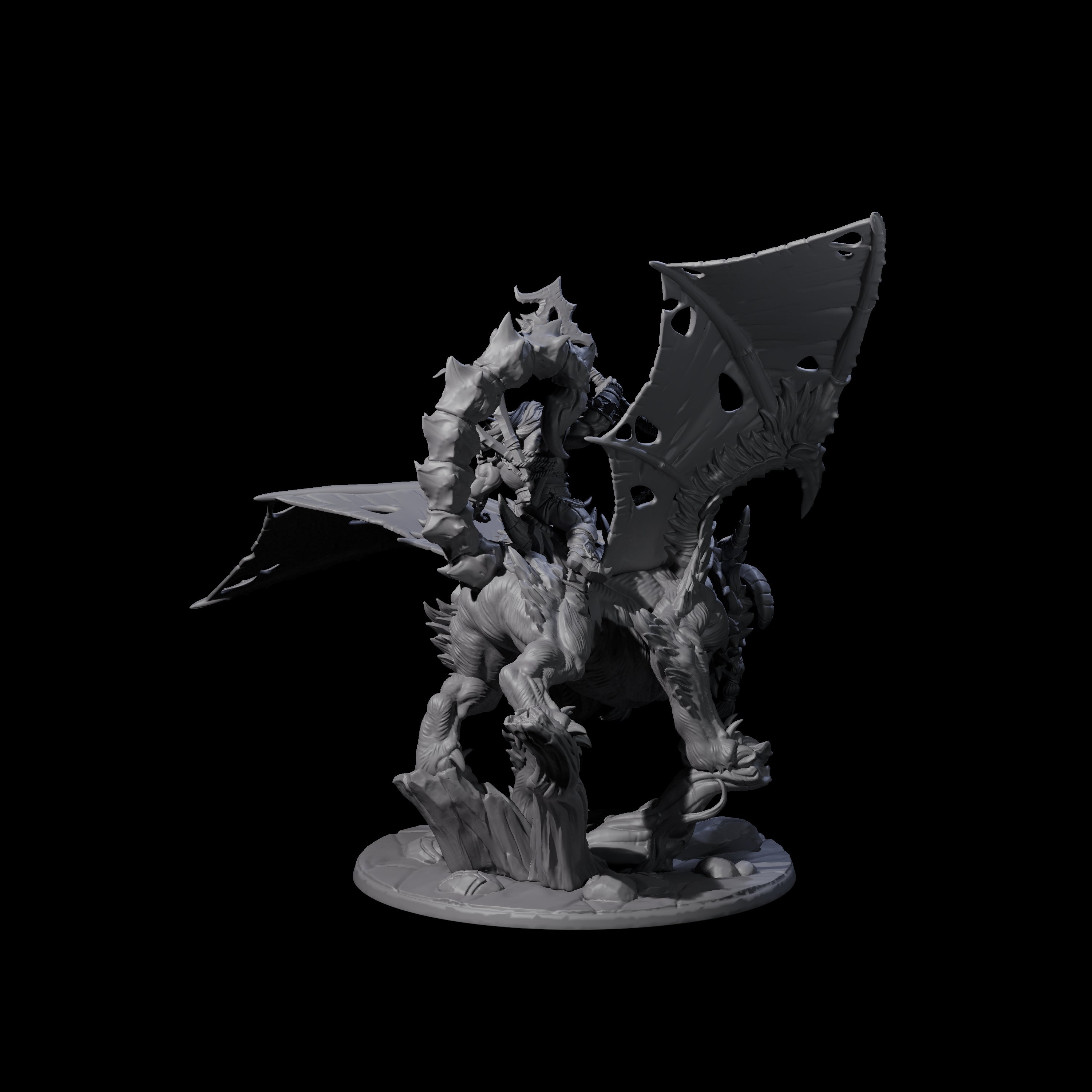 Fearsome Orc Leader Riding a Manticore Miniature for Dungeons and Dragons, Pathfinder or other TTRPGs