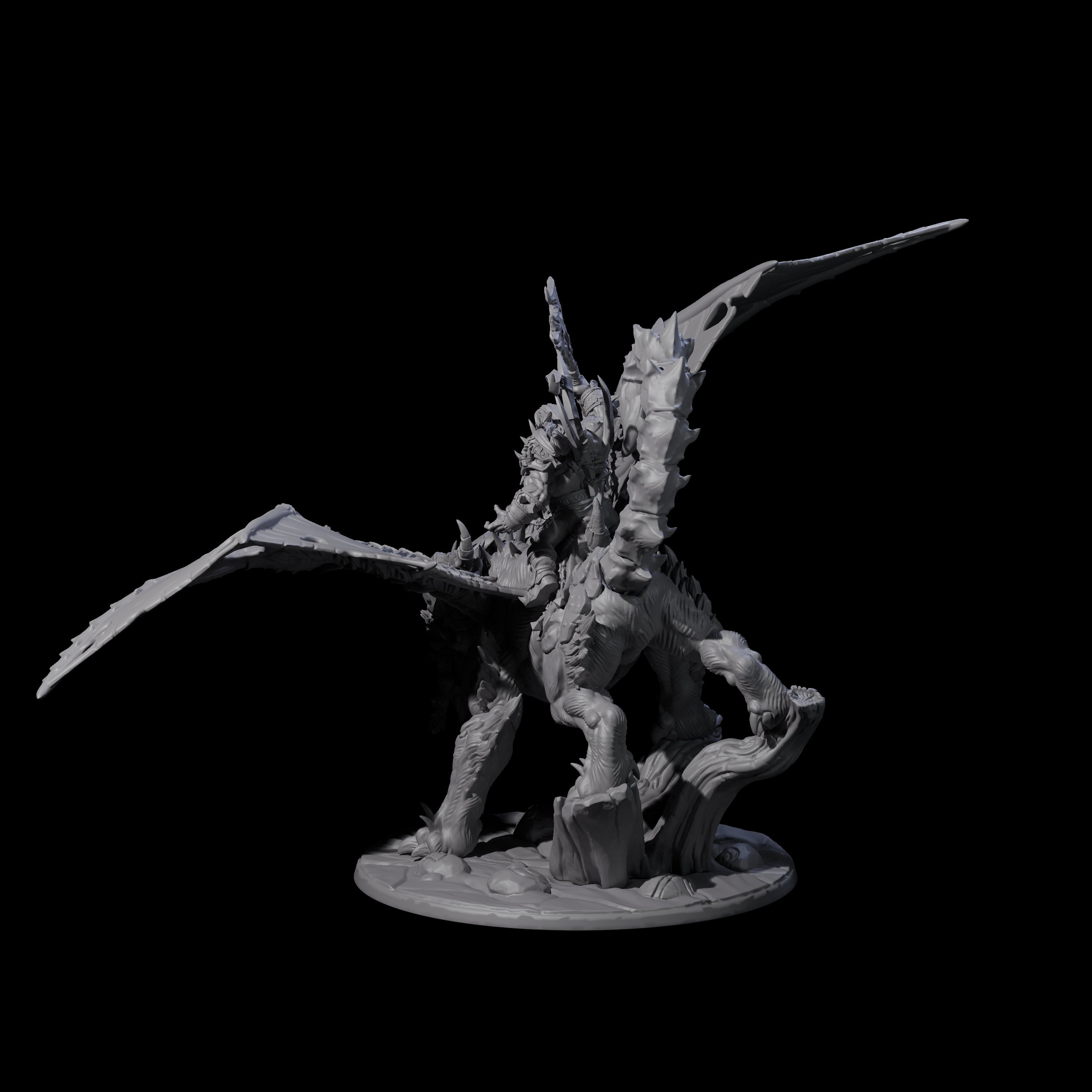 Fearsome Orc Leader Riding a Manticore Miniature for Dungeons and Dragons, Pathfinder or other TTRPGs