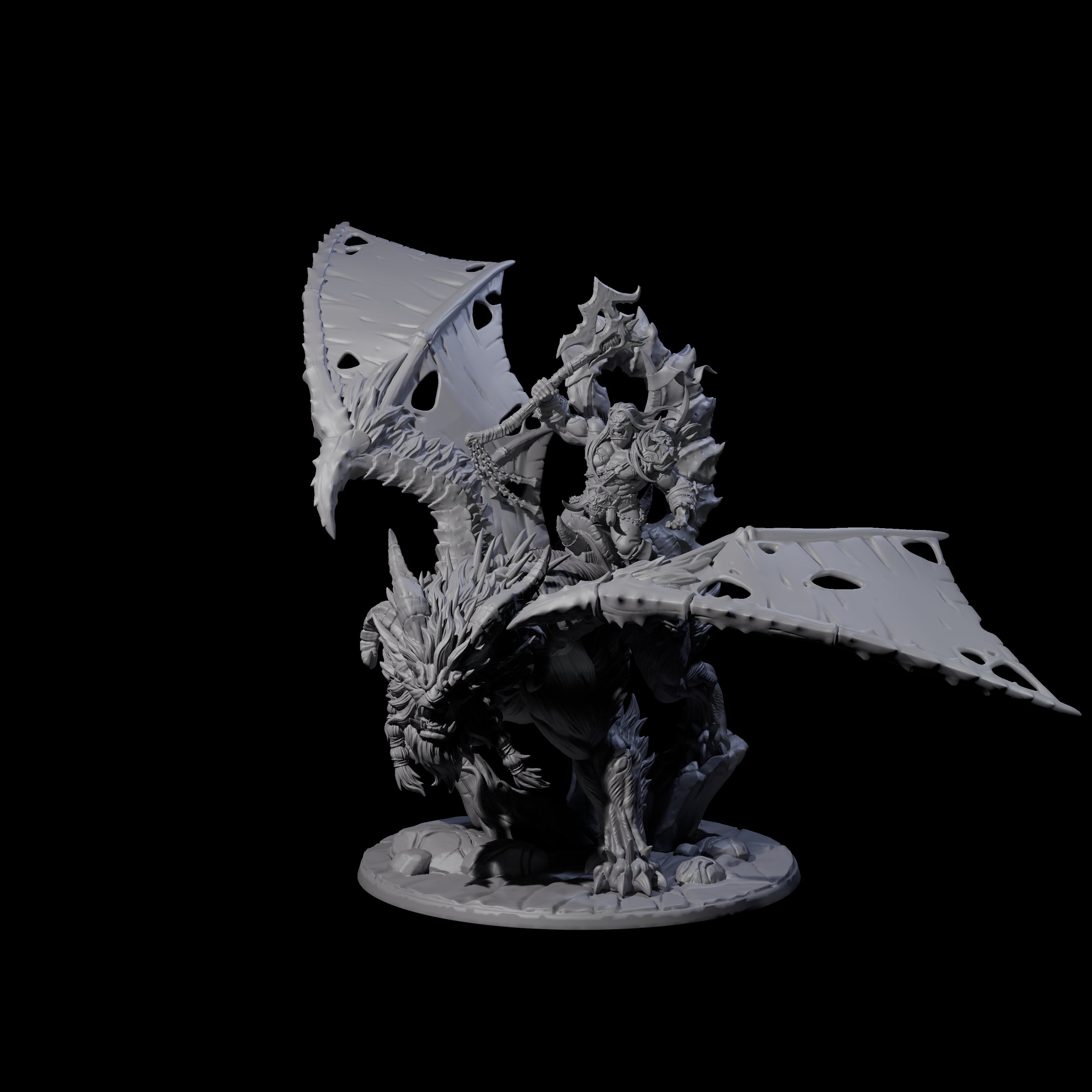 Fearsome Orc Leader Riding a Manticore Miniature for Dungeons and Dragons, Pathfinder or other TTRPGs