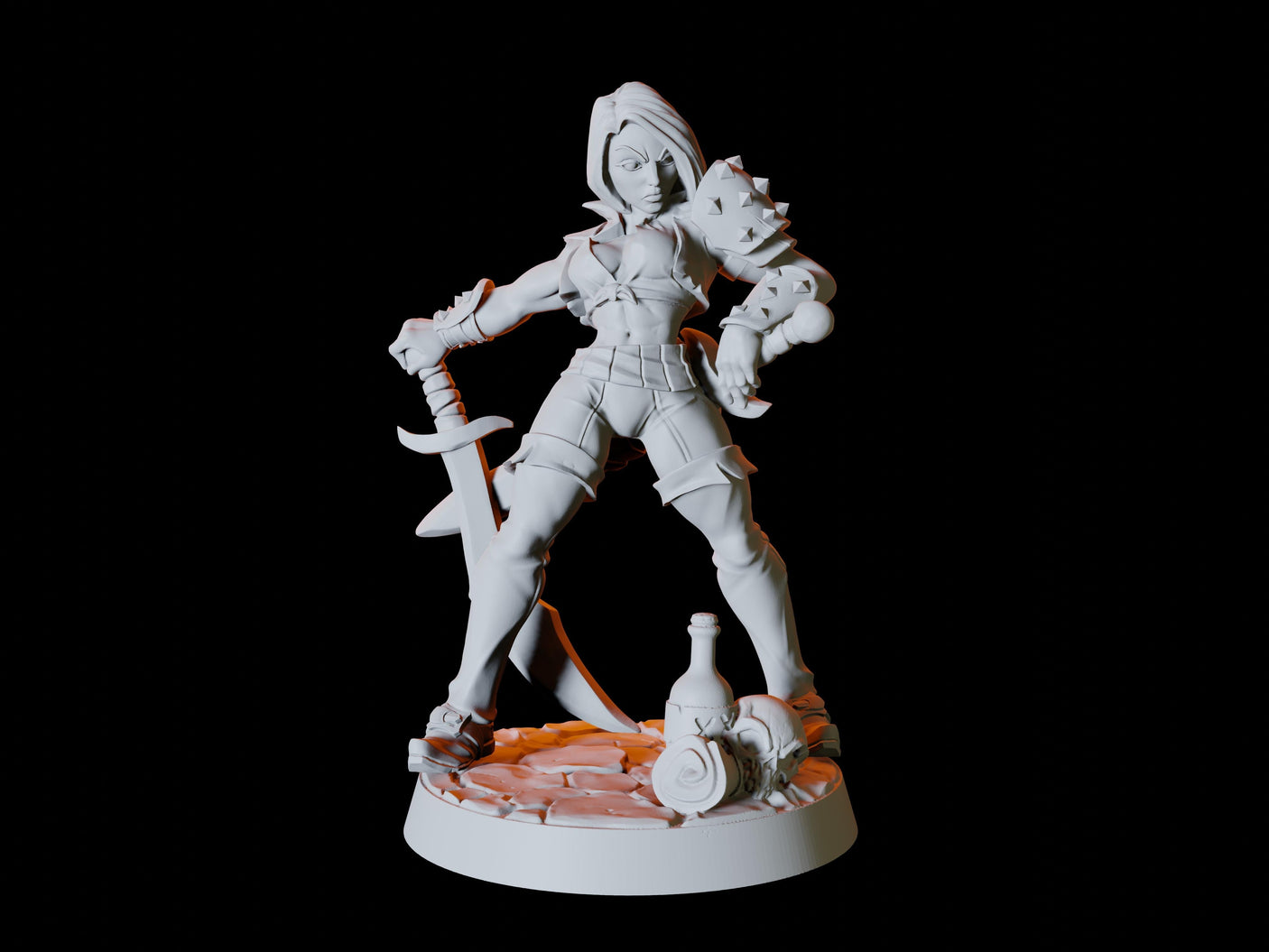 Female Elf Warrior Miniature for Dungeons and Dragons, Pathfinder or other TTRPGs