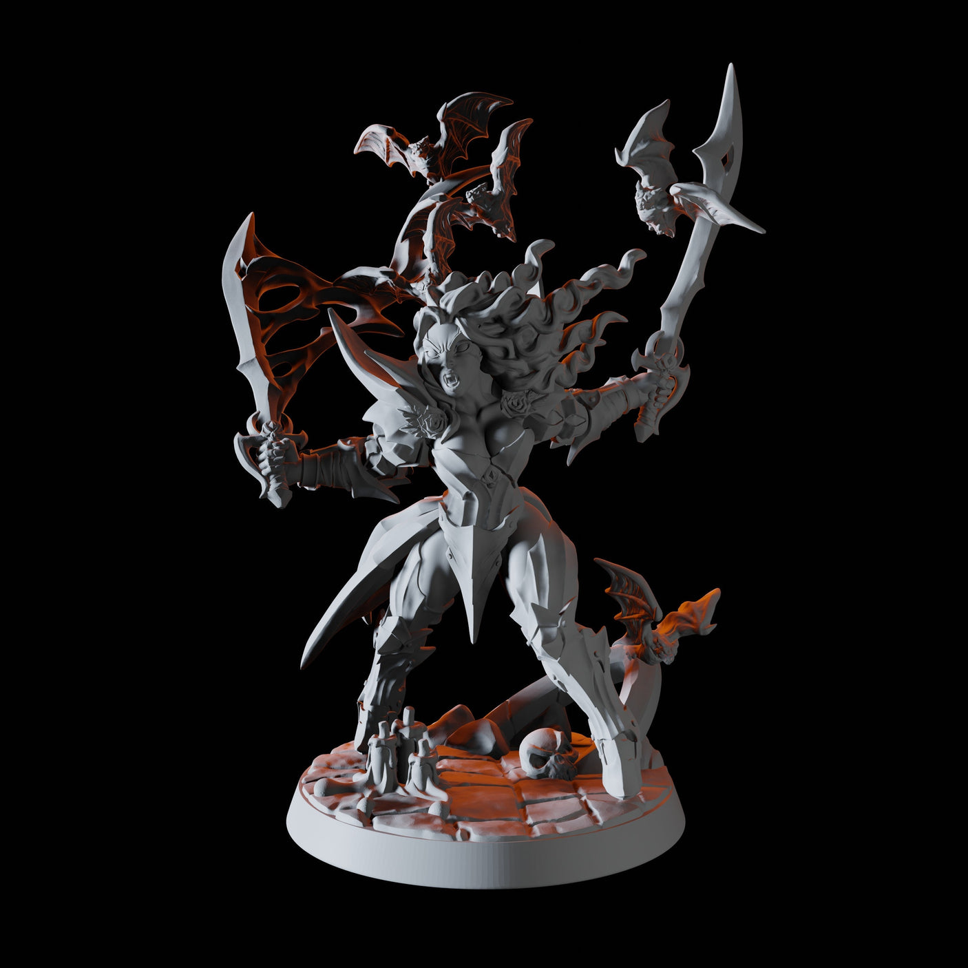 Female Vampire Warrior Miniature for Dungeons and Dragons, Pathfinder or other TTRPGs