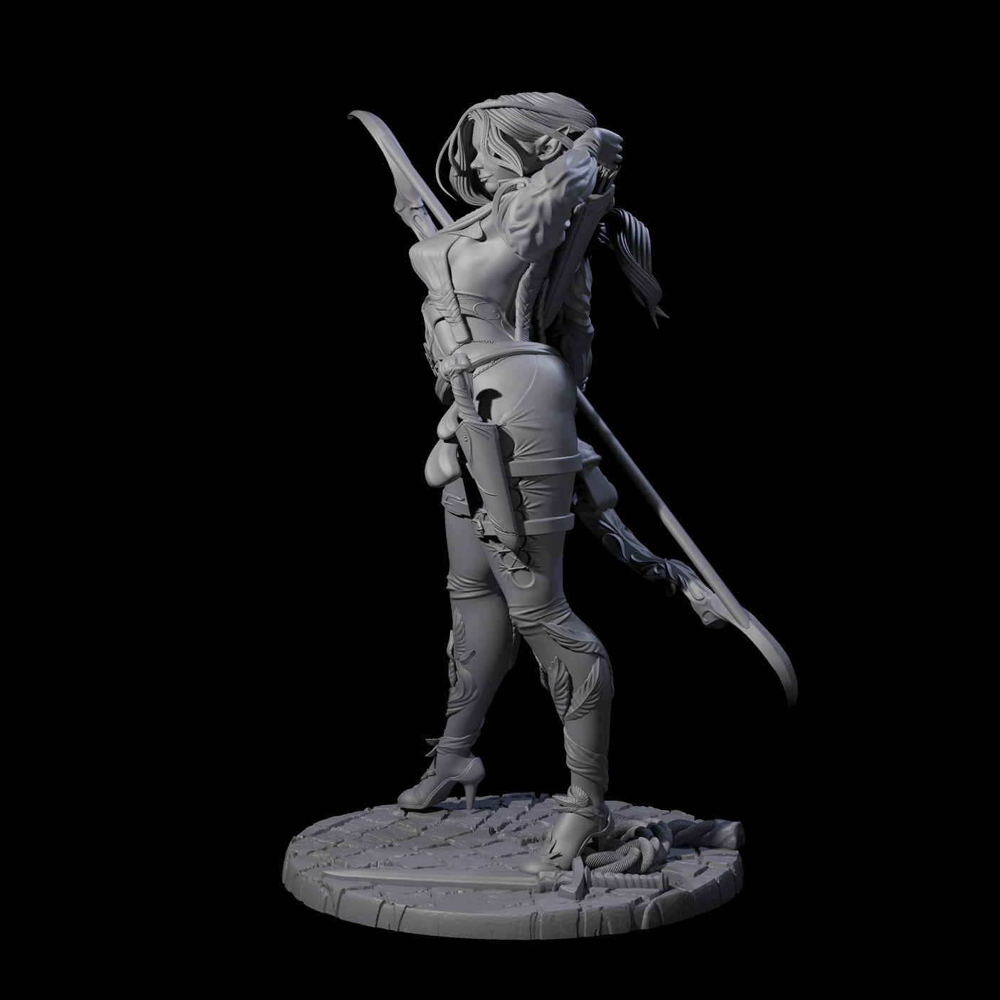 Fenn - Drawing Archer Miniature for Dungeons and Dragons, Pathfinder or other TTRPGs
