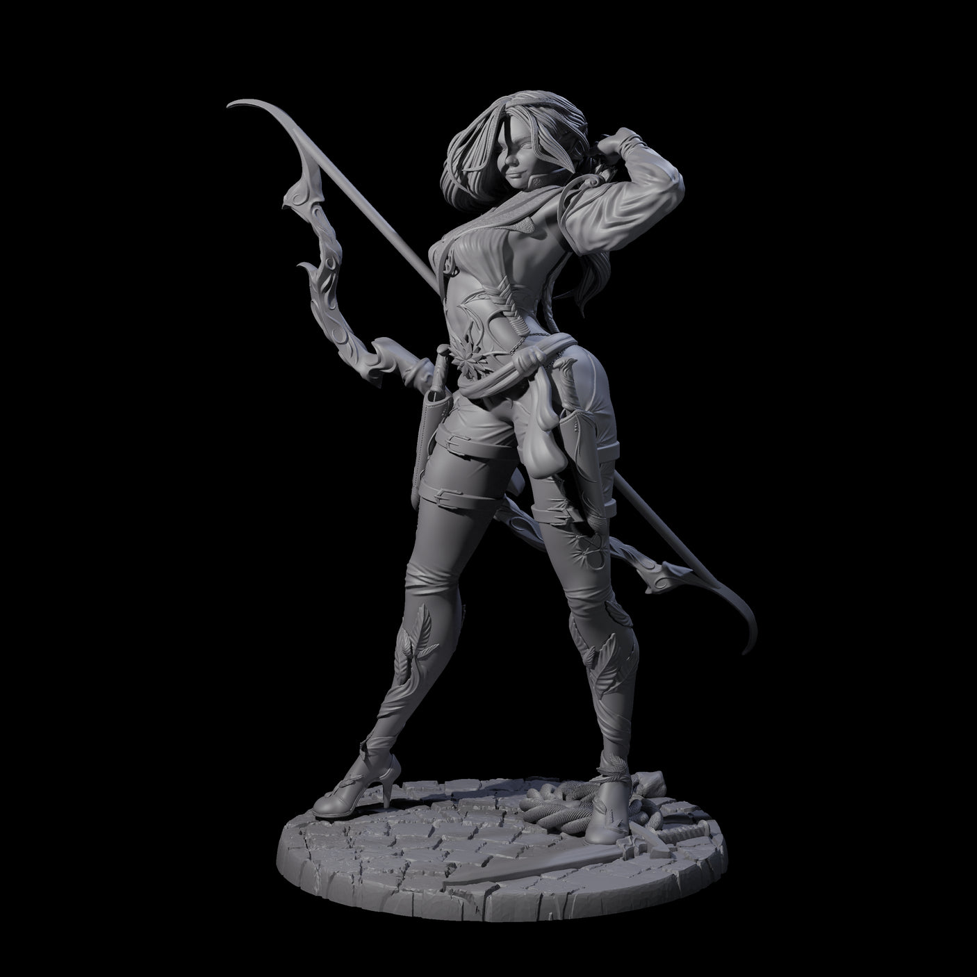 Fenn - Drawing Archer Miniature for Dungeons and Dragons, Pathfinder or other TTRPGs