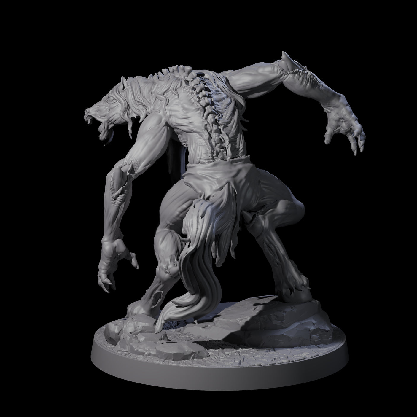Feral Horse Troll Miniature for Dungeons and Dragons, Pathfinder or other TTRPGs