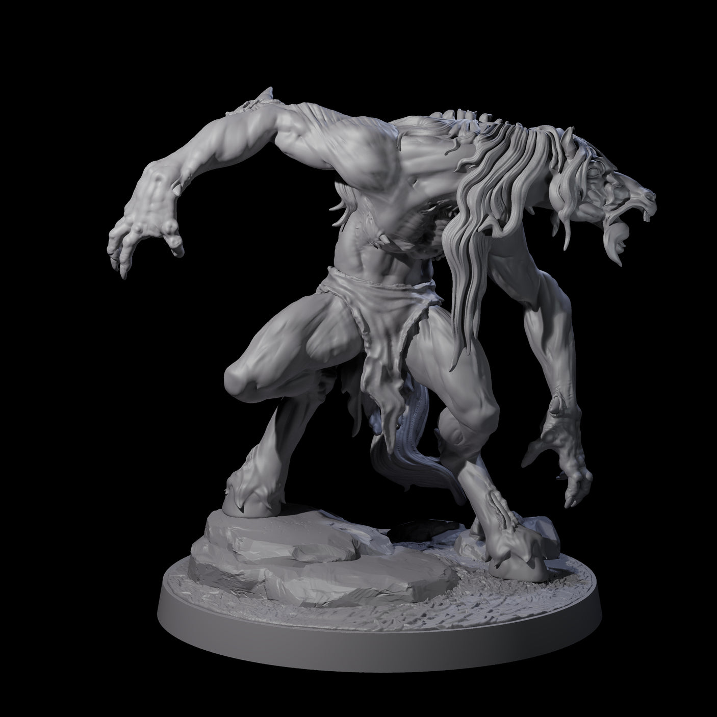 Feral Horse Troll Miniature for Dungeons and Dragons, Pathfinder or other TTRPGs