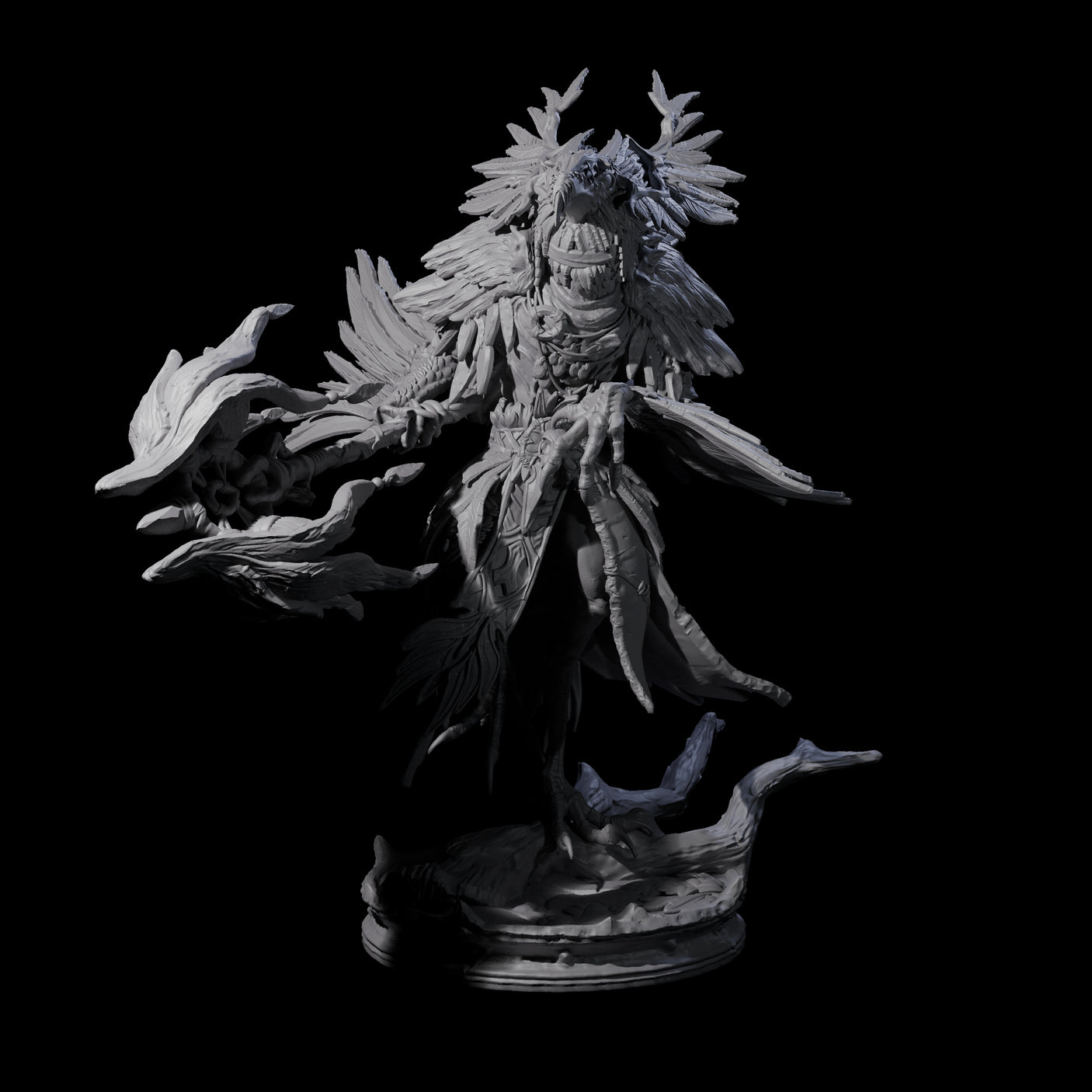 Feral Raven Druid A Miniature for Dungeons and Dragons, Pathfinder or other TTRPGs