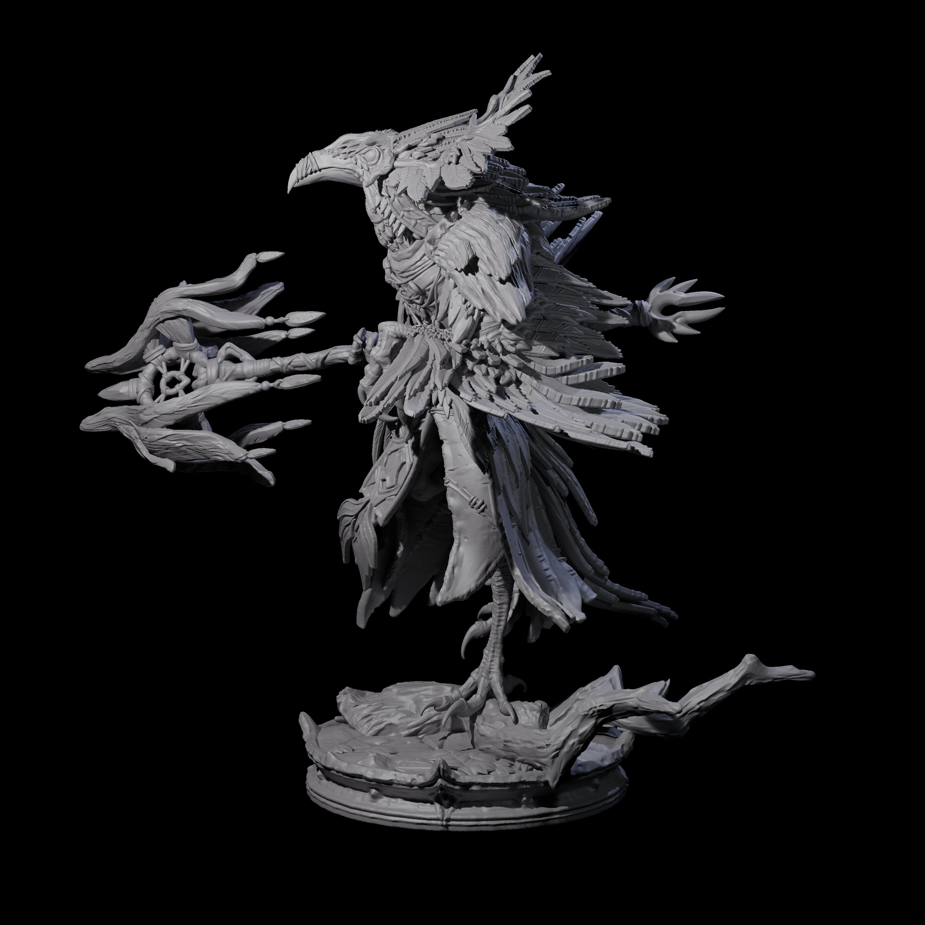 Feral Raven Druid A Miniature for Dungeons and Dragons, Pathfinder or other TTRPGs