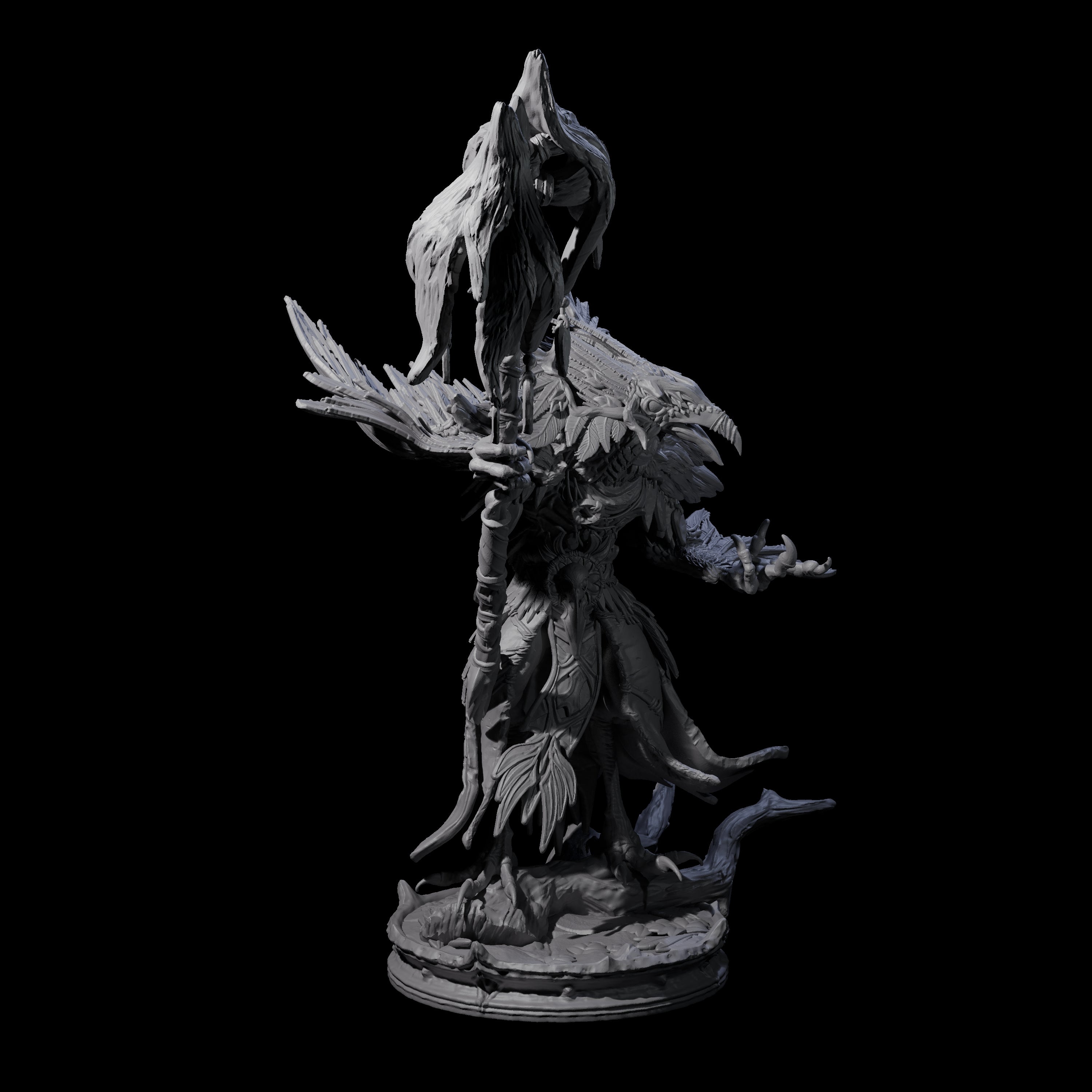 Feral Raven Druid B Miniature for Dungeons and Dragons, Pathfinder or other TTRPGs