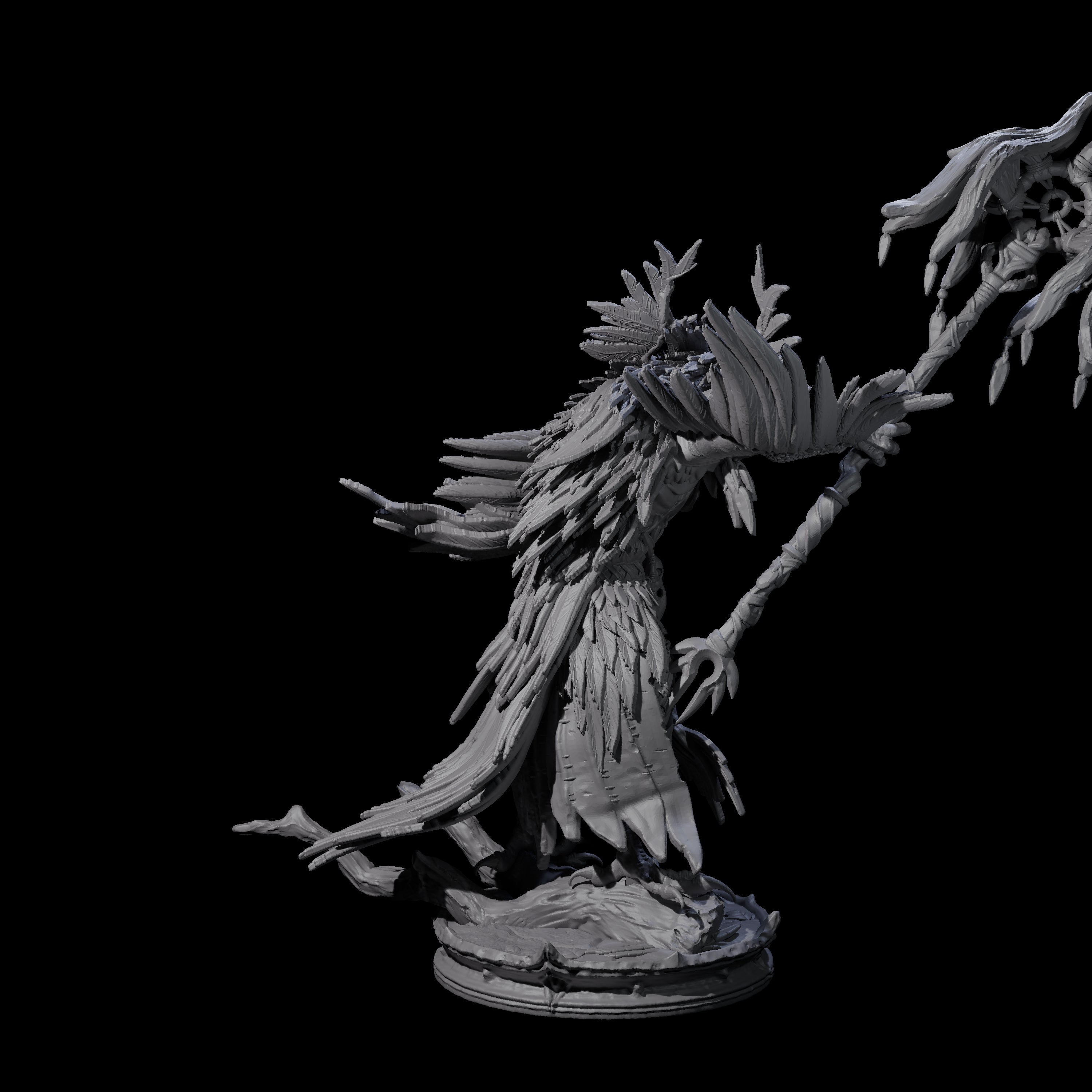 Feral Raven Druid B Miniature for Dungeons and Dragons, Pathfinder or other TTRPGs