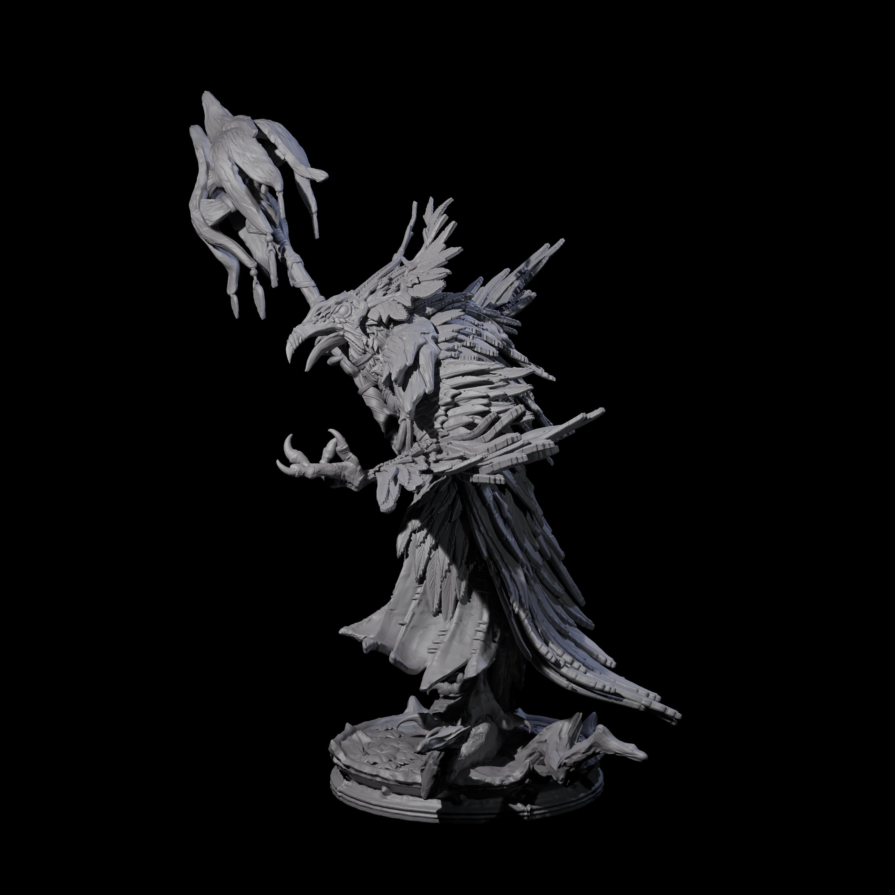 Feral Raven Druid B Miniature for Dungeons and Dragons, Pathfinder or other TTRPGs