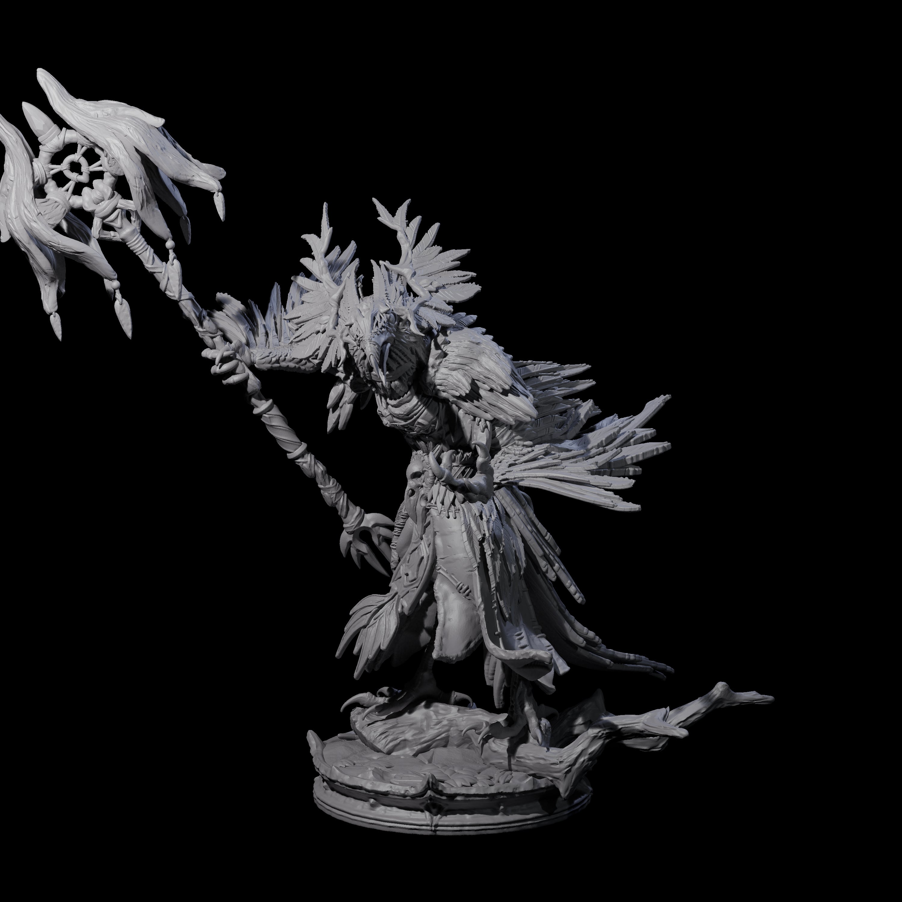 Feral Raven Druid B Miniature for Dungeons and Dragons, Pathfinder or other TTRPGs