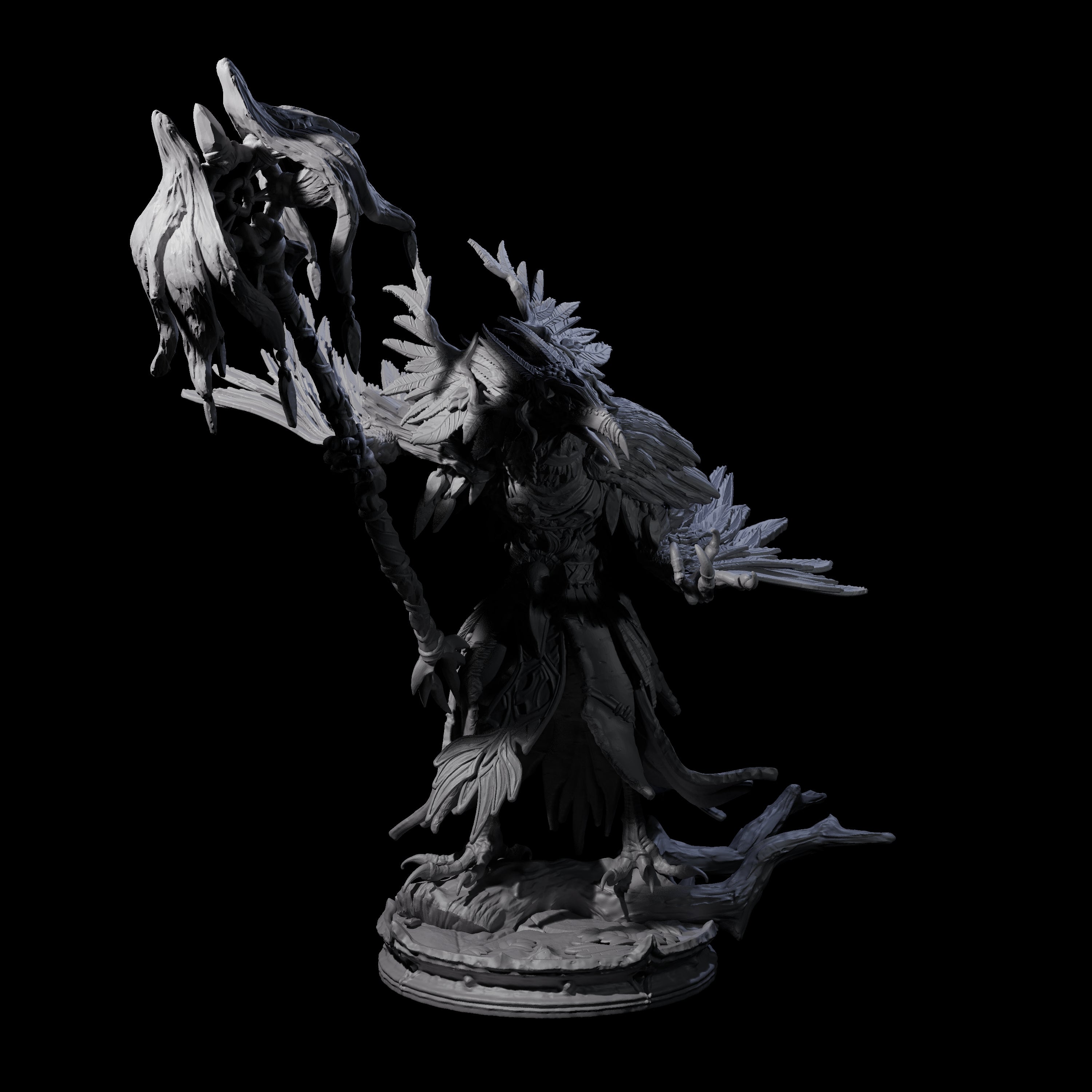 Feral Raven Druid B Miniature for Dungeons and Dragons, Pathfinder or other TTRPGs