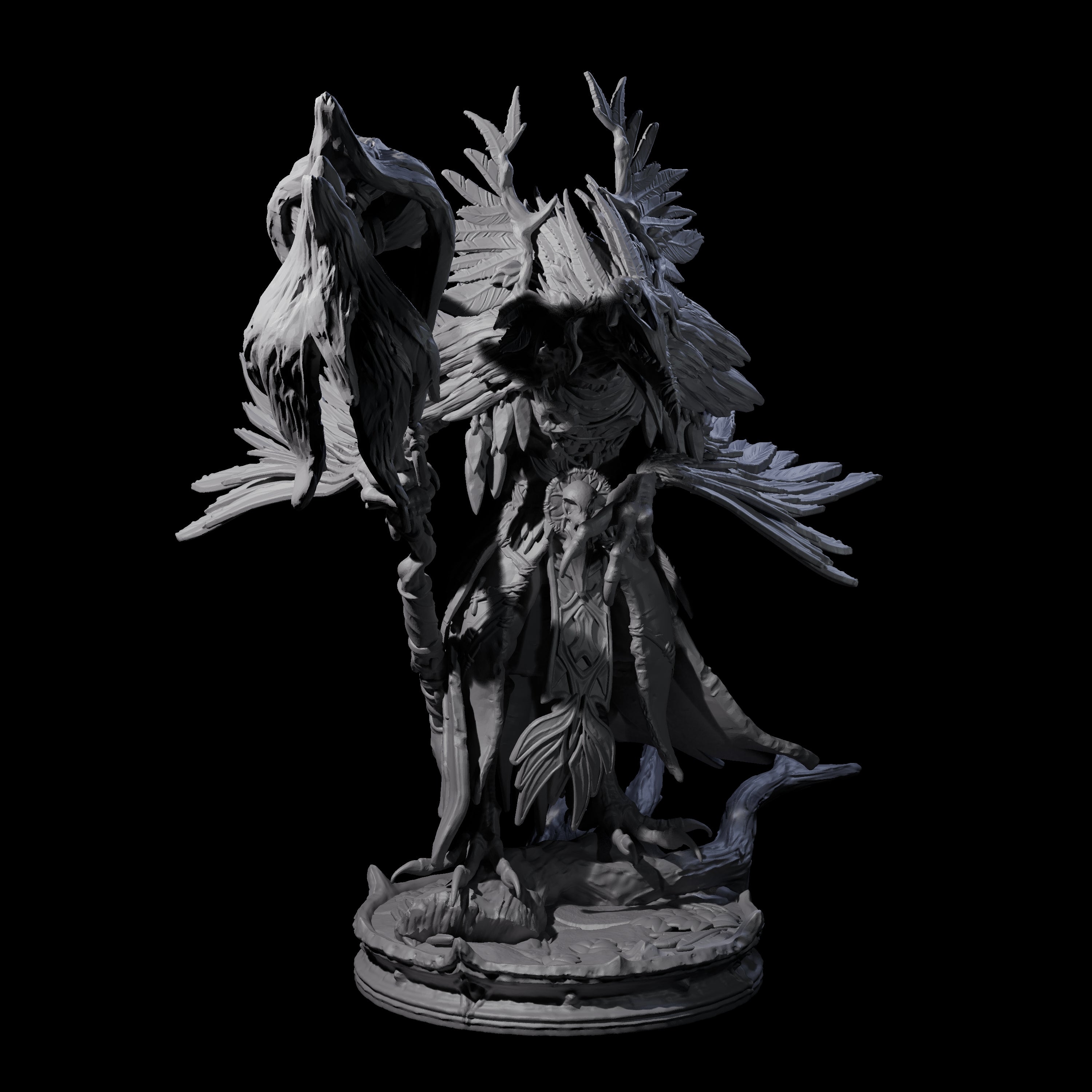 Feral Raven Druid C Miniature for Dungeons and Dragons, Pathfinder or other TTRPGs