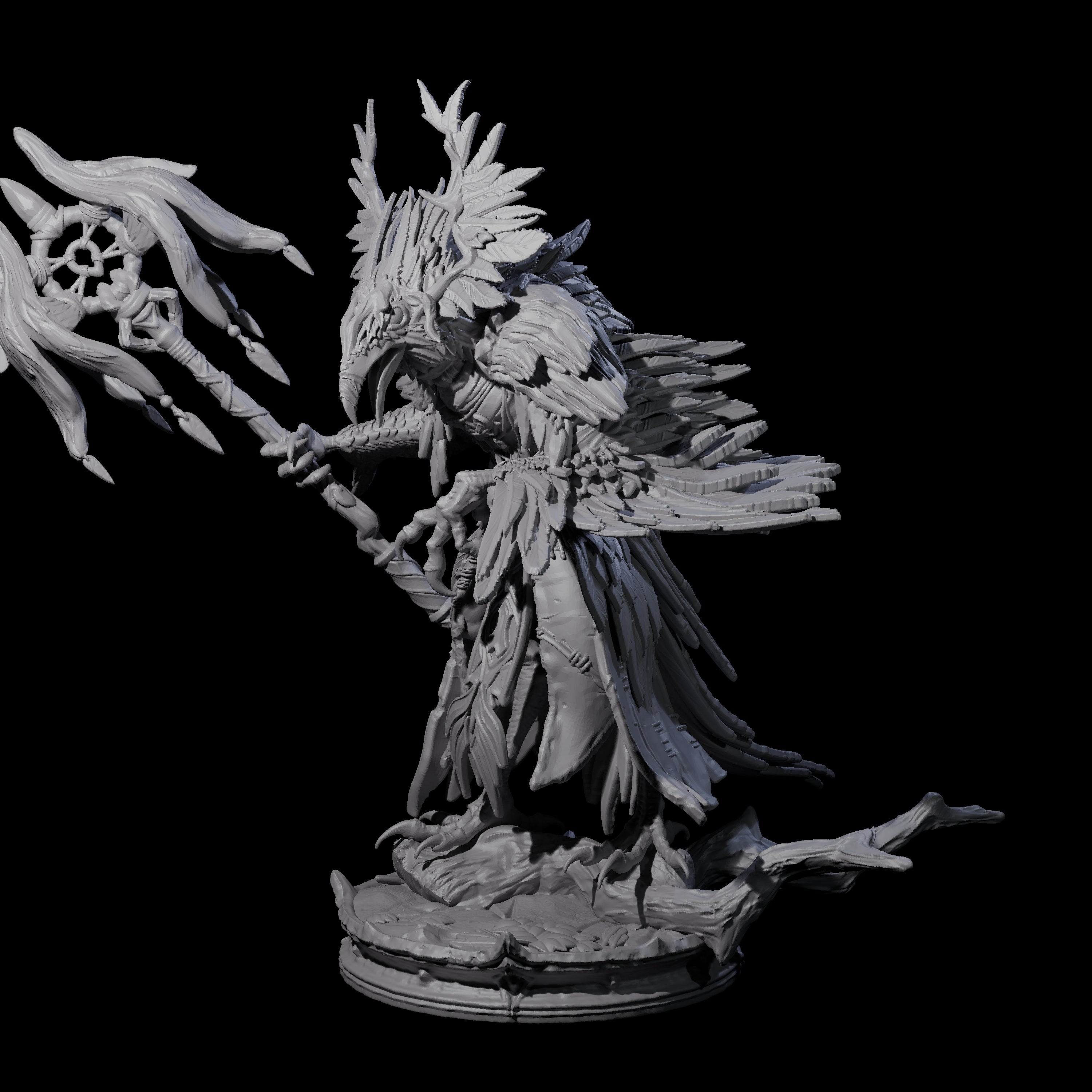 Feral Raven Druid C Miniature for Dungeons and Dragons, Pathfinder or other TTRPGs