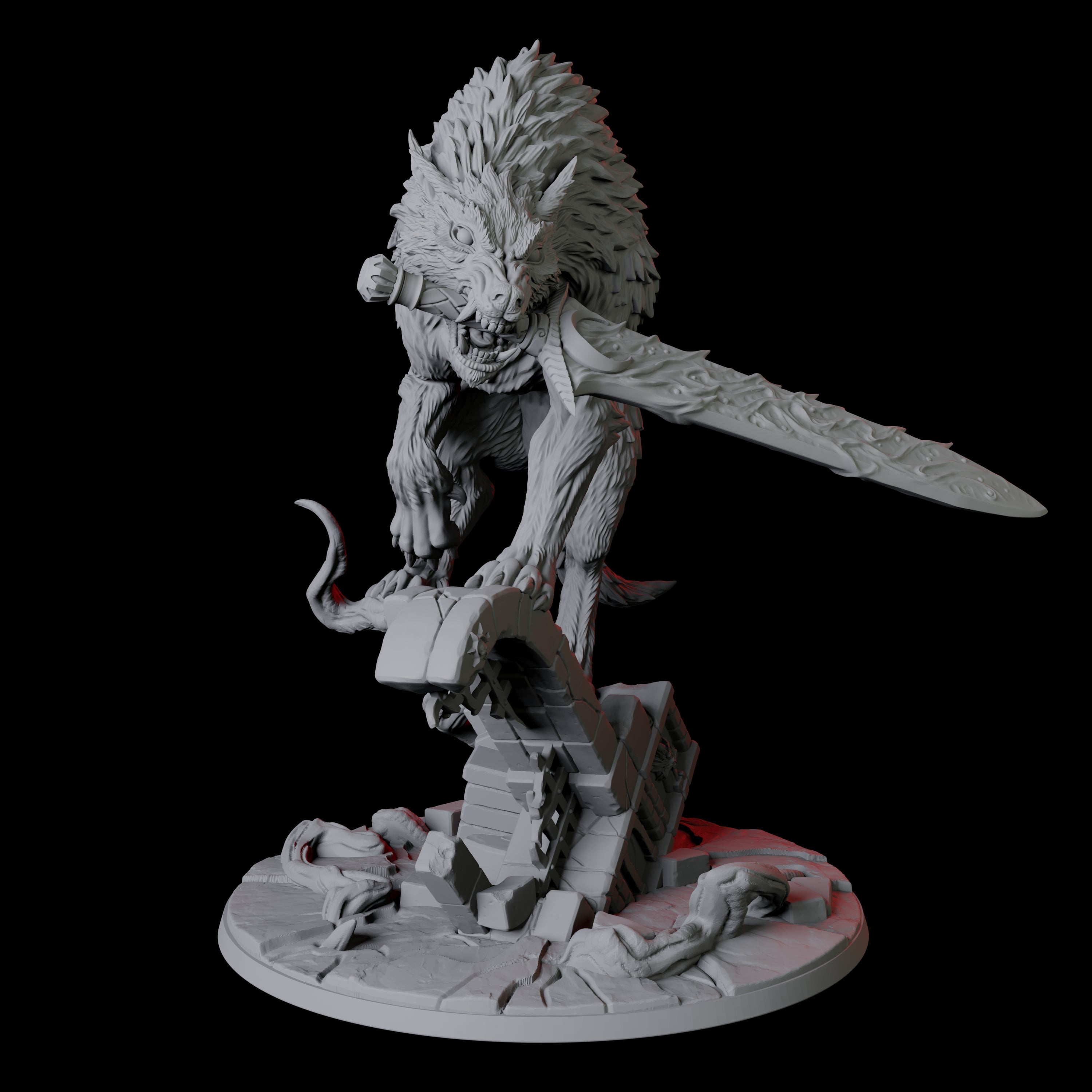 Ferocious Sword-Wielding Werewolf Miniature for Dungeons and Dragons, Pathfinder or other TTRPGs