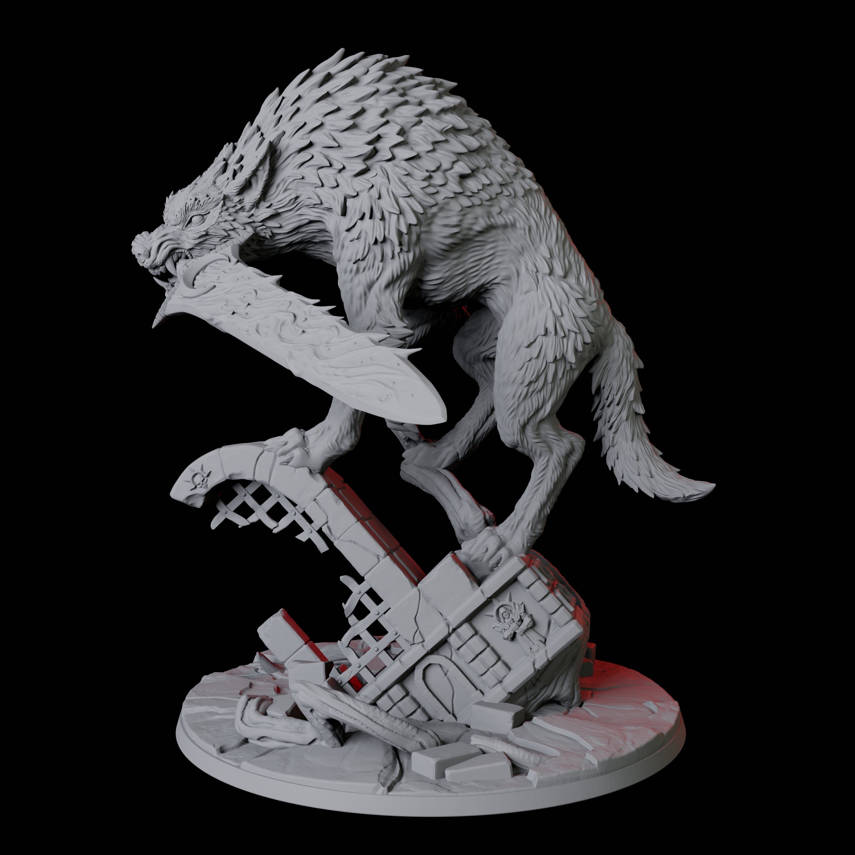 Ferocious Sword-Wielding Werewolf Miniature for Dungeons and Dragons, Pathfinder or other TTRPGs