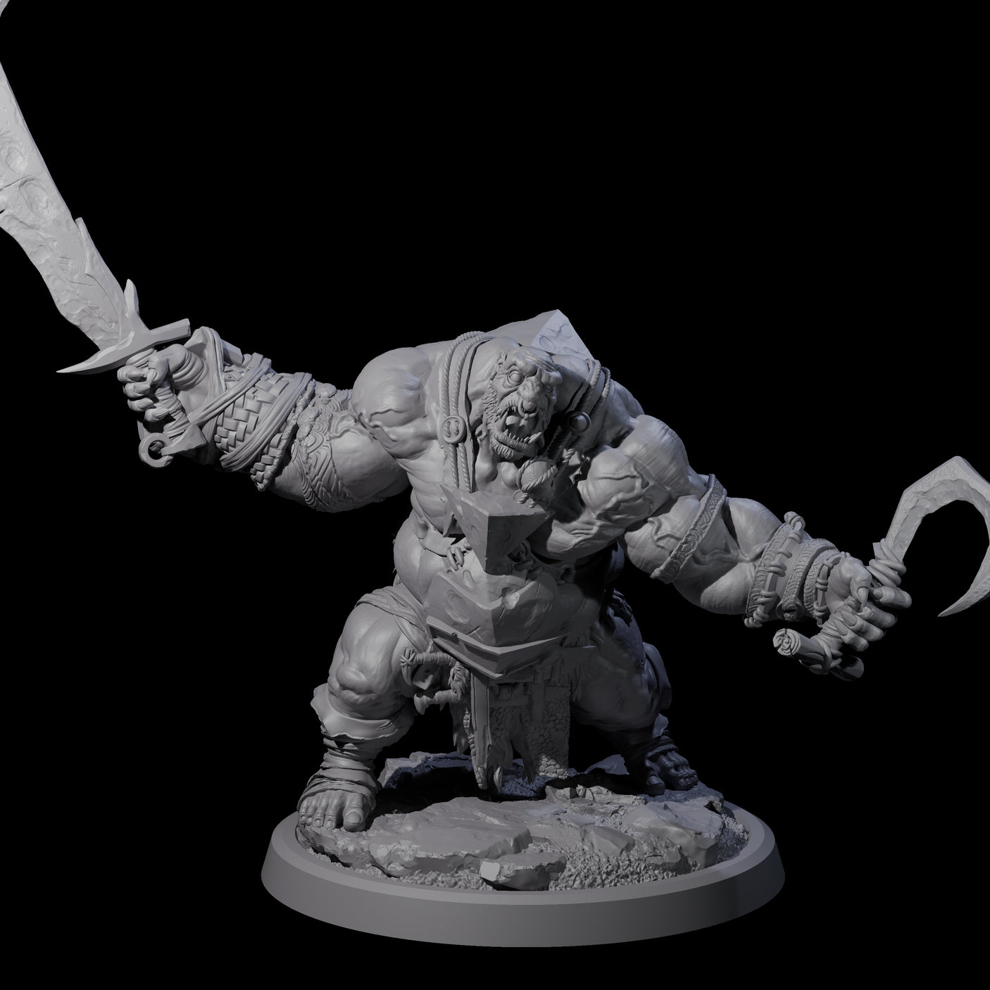 Fetid Hulking Ogre A Miniature for Dungeons and Dragons, Pathfinder or other TTRPGs