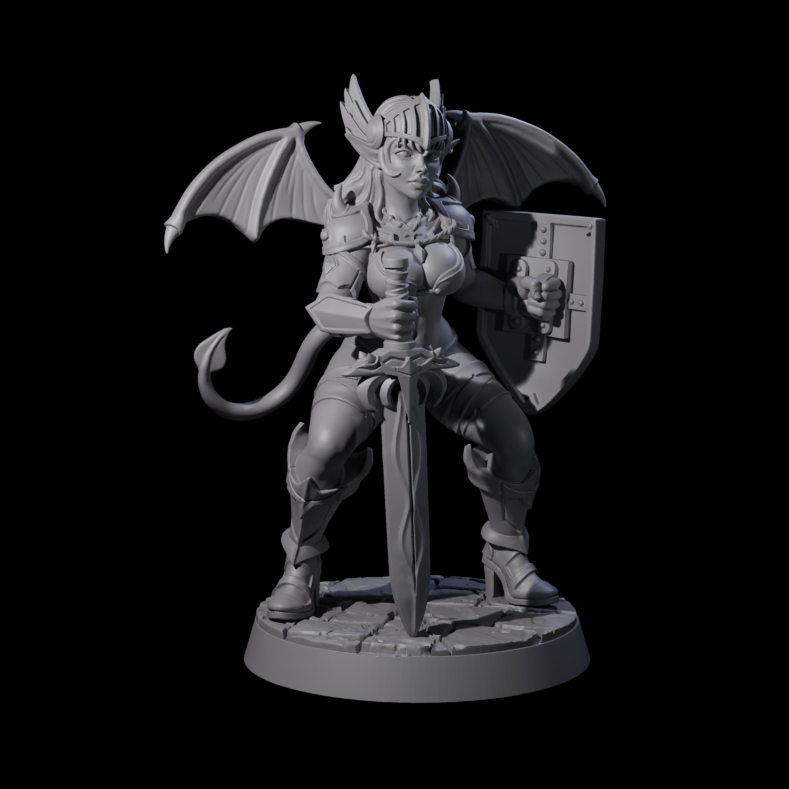 Fiendious Armoured Succubus Miniature for Dungeons and Dragons, Pathfinder or other TTRPGs