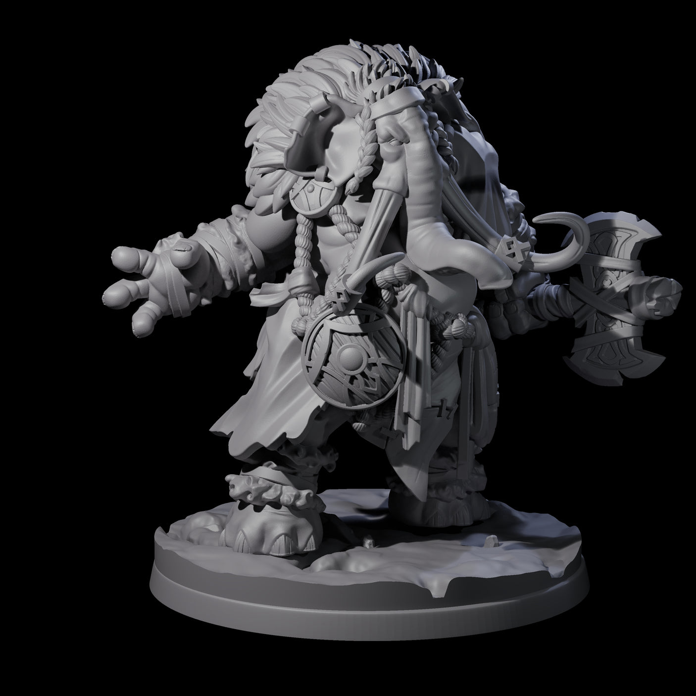 Fierce Loxodon Viking Miniature for Dungeons and Dragons, Pathfinder or other TTRPGs