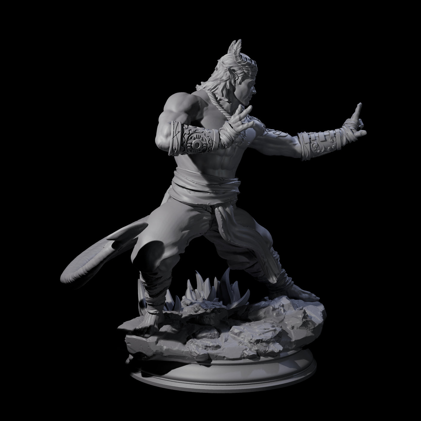 Fierce Tiefling Monk Miniature for Dungeons and Dragons, Pathfinder or other TTRPGs