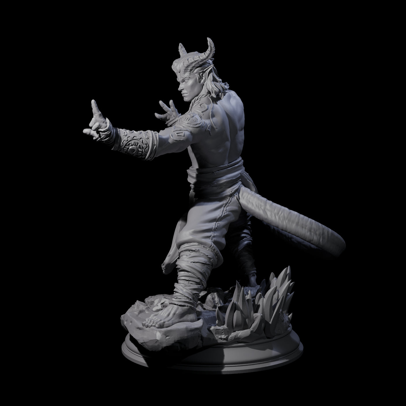 Fierce Tiefling Monk Miniature for Dungeons and Dragons, Pathfinder or other TTRPGs