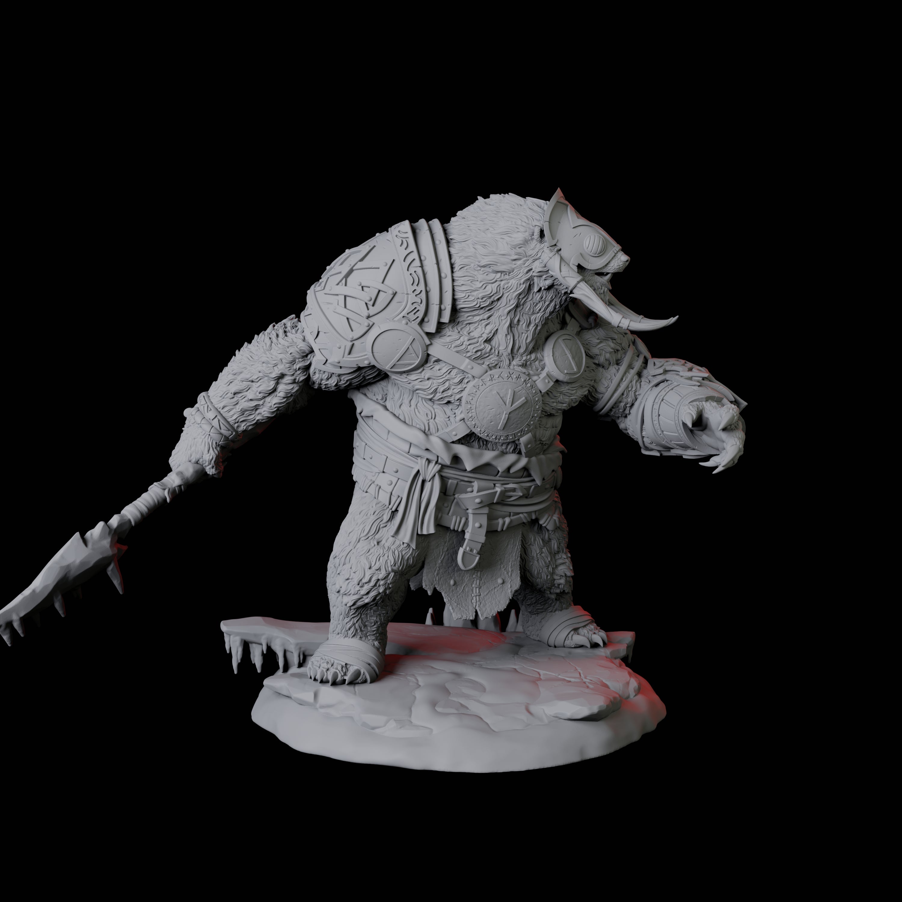 Fierce Ursine Warrior D Miniature for Dungeons and Dragons, Pathfinder or other TTRPGs