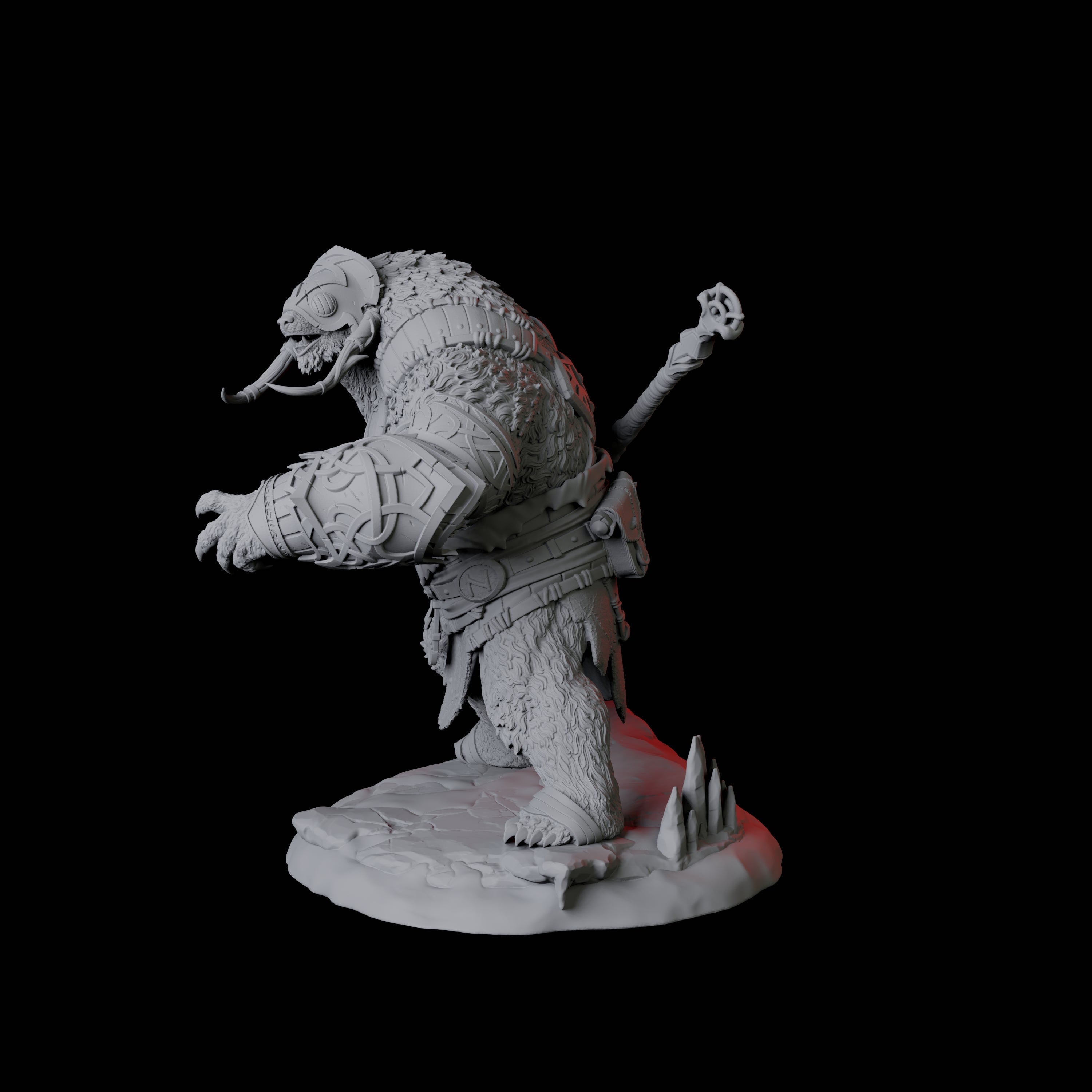 Fierce Ursine Warrior D Miniature for Dungeons and Dragons, Pathfinder or other TTRPGs