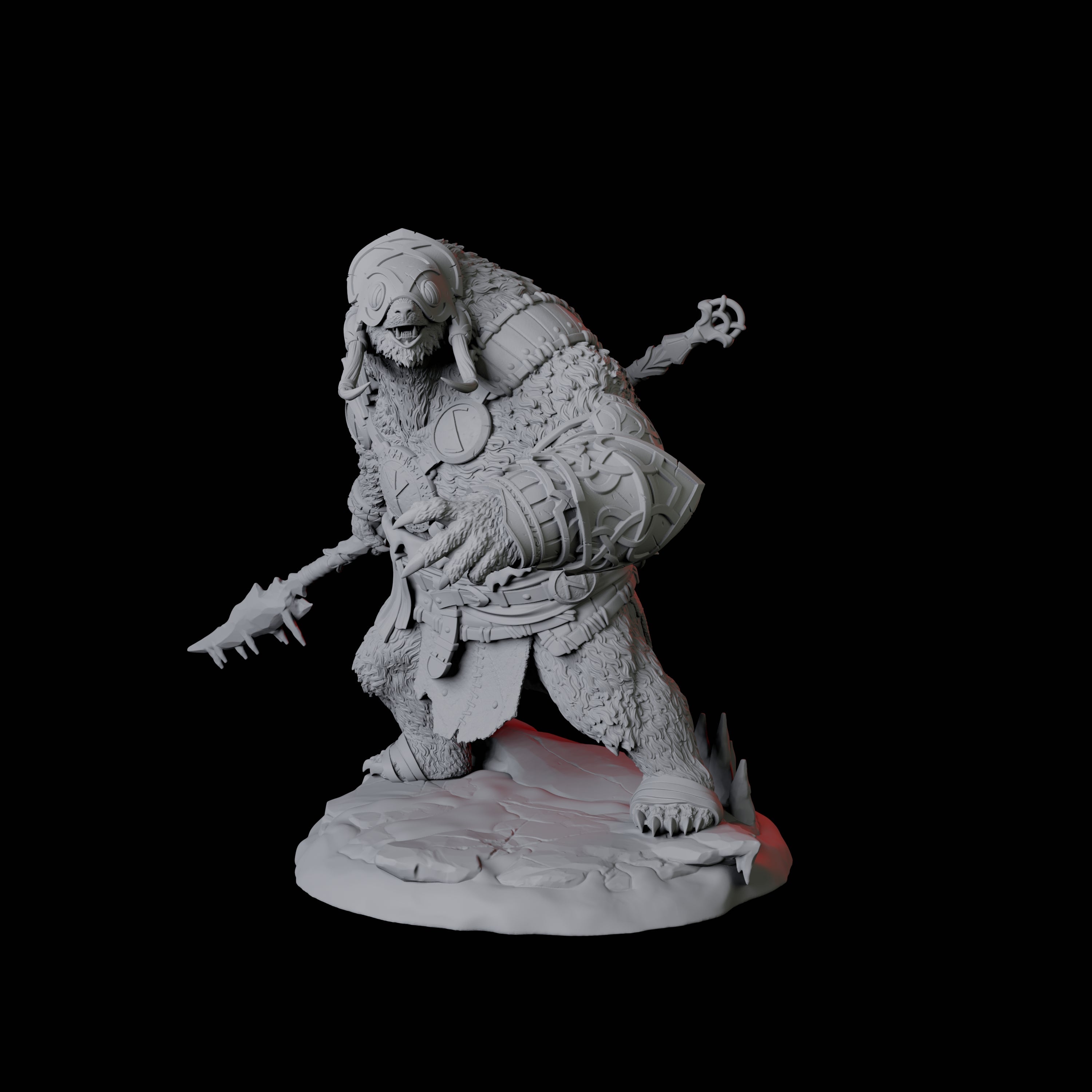 Fierce Ursine Warrior D Miniature for Dungeons and Dragons, Pathfinder or other TTRPGs