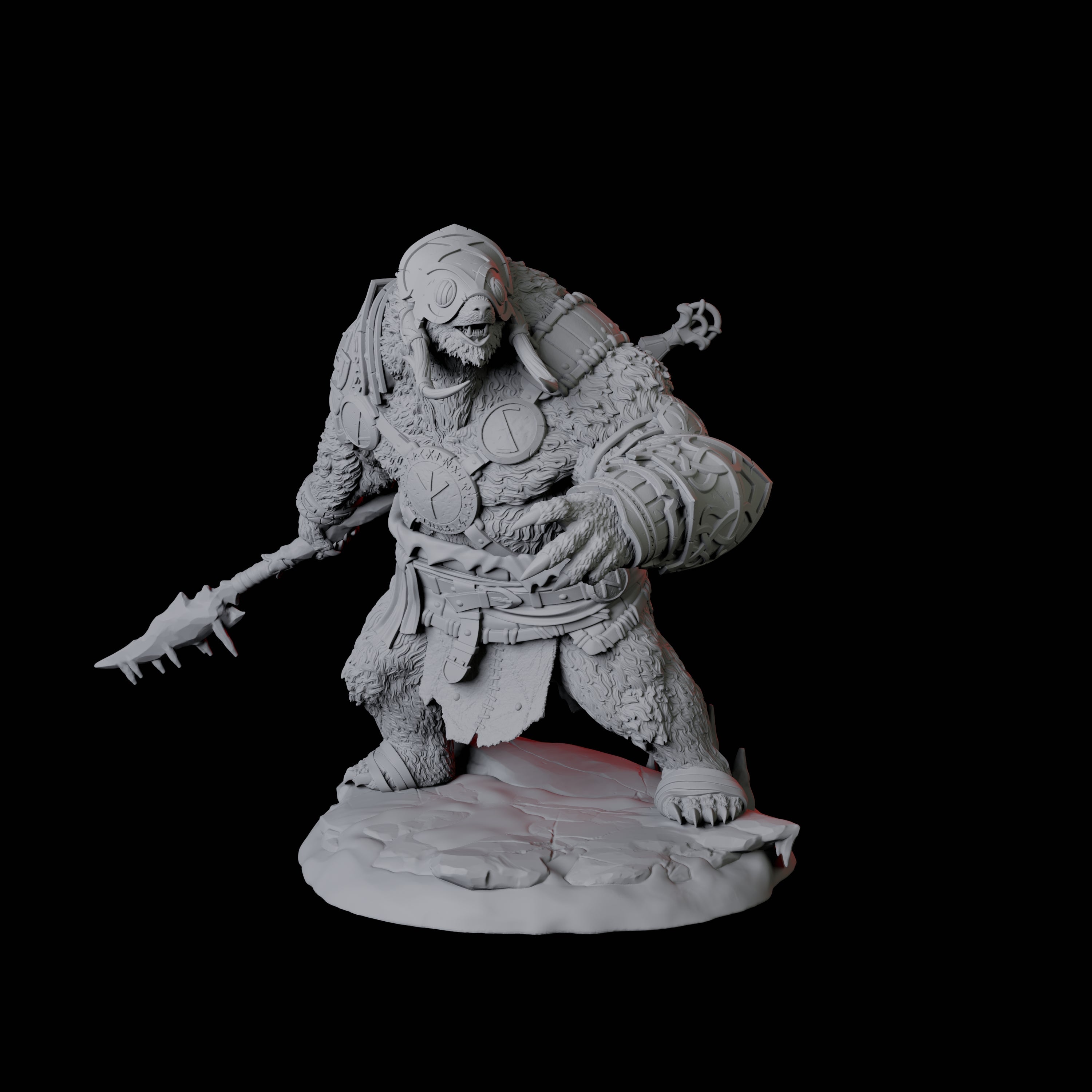 Fierce Ursine Warrior D Miniature for Dungeons and Dragons, Pathfinder or other TTRPGs