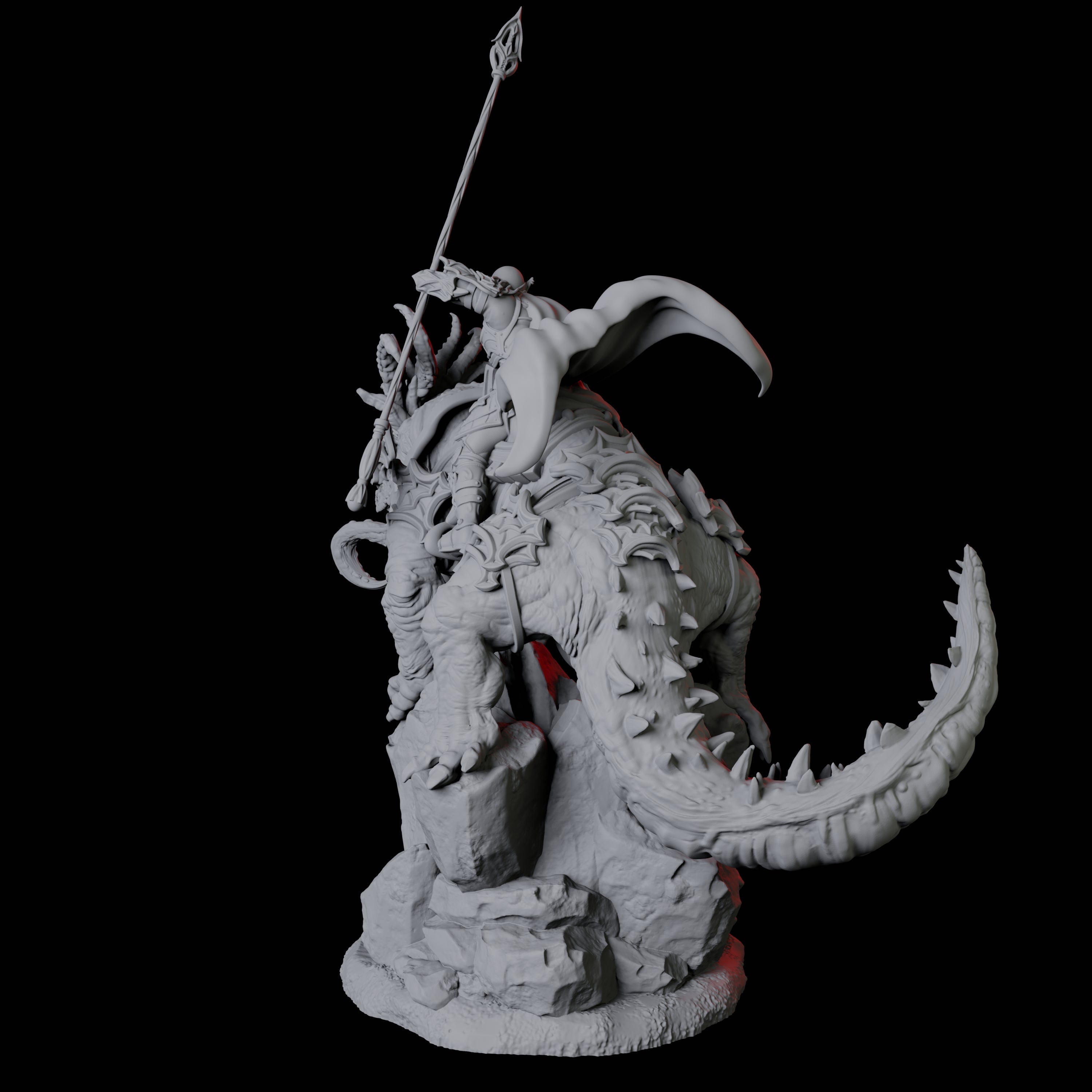 Fighter mounted on Giant Lizard B Miniature for Dungeons and Dragons, Pathfinder or other TTRPGs