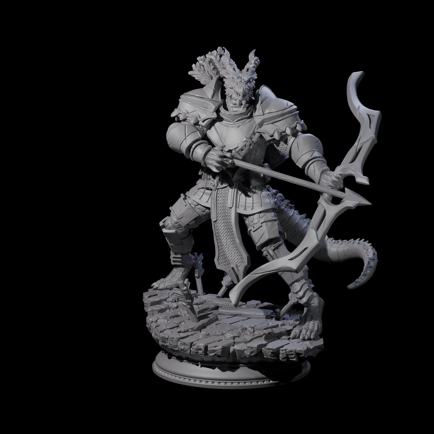 Fighting Dragonborn Dragonguard A Miniature for Dungeons and Dragons, Pathfinder or other TTRPGs