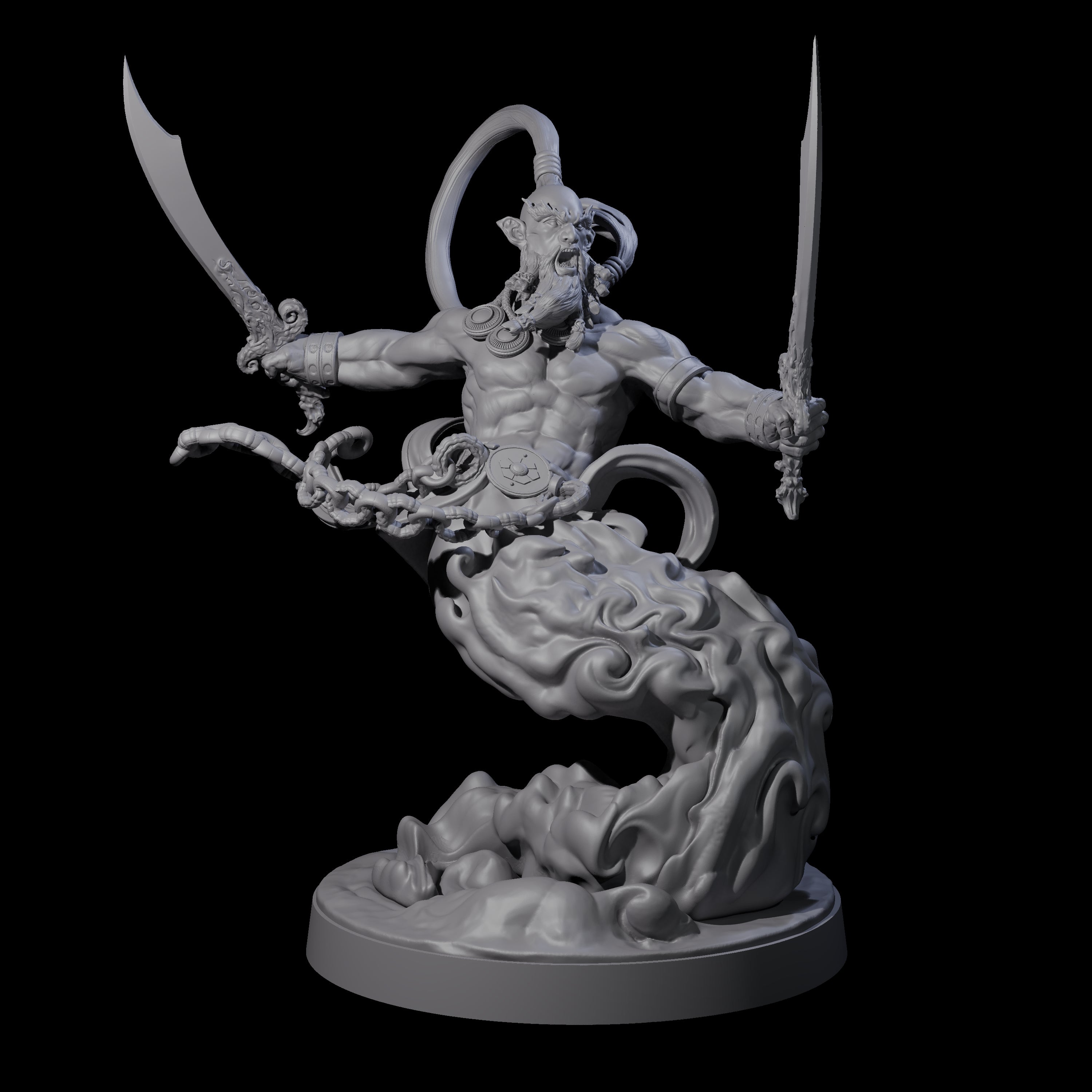 Fighting Wind Djinni Miniature for Dungeons and Dragons, Pathfinder or other TTRPGs