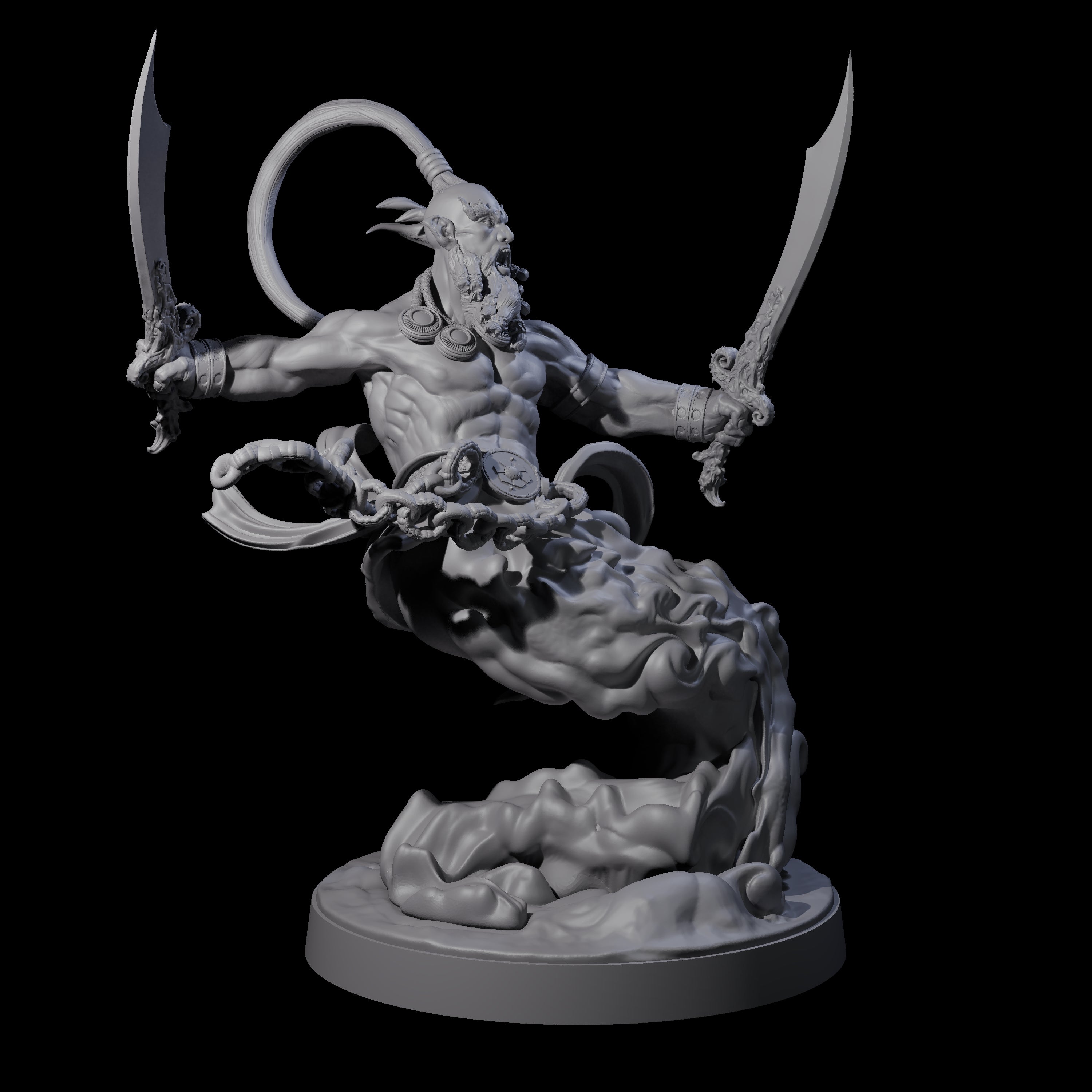 Fighting Wind Djinni Miniature for Dungeons and Dragons, Pathfinder or other TTRPGs