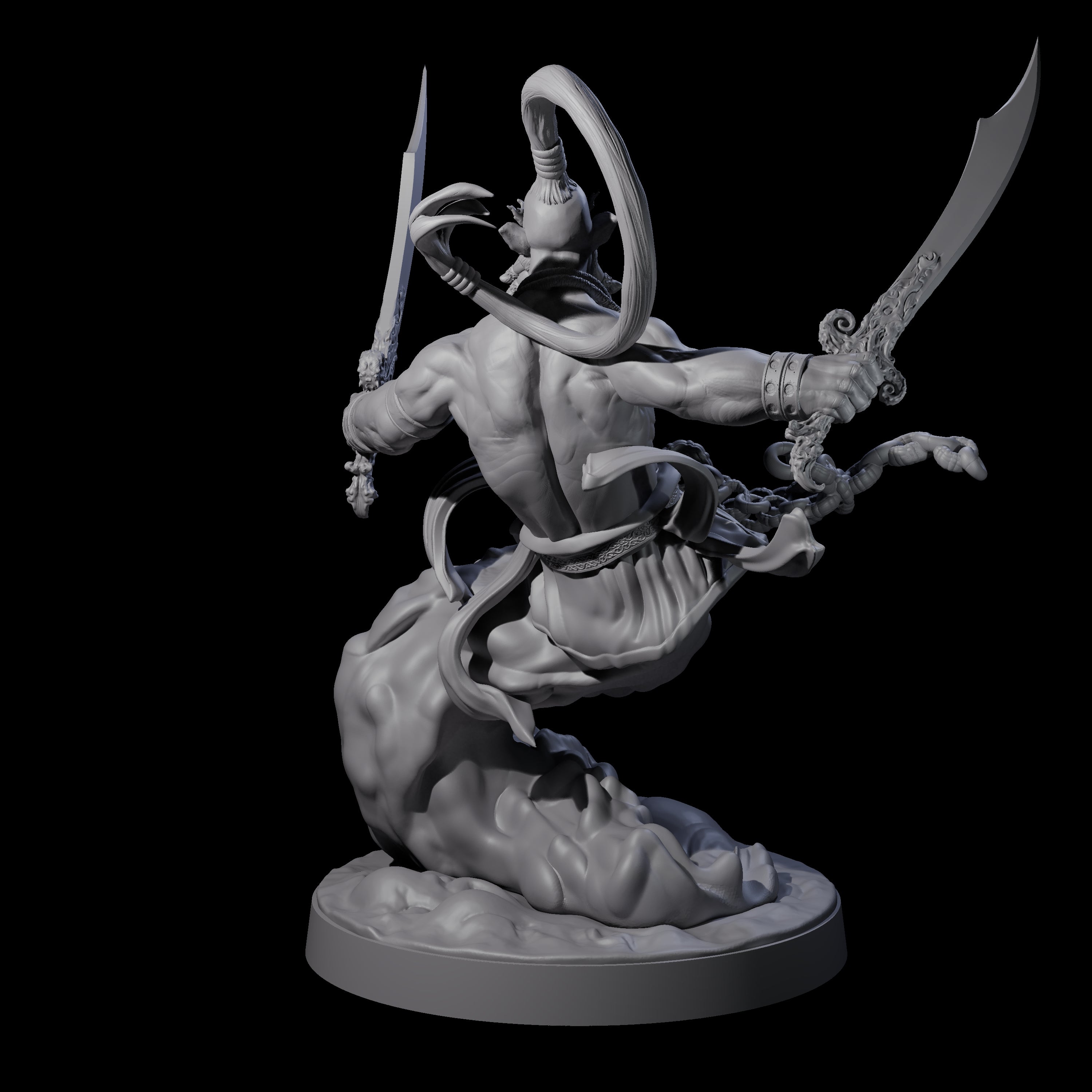 Fighting Wind Djinni Miniature for Dungeons and Dragons, Pathfinder or other TTRPGs
