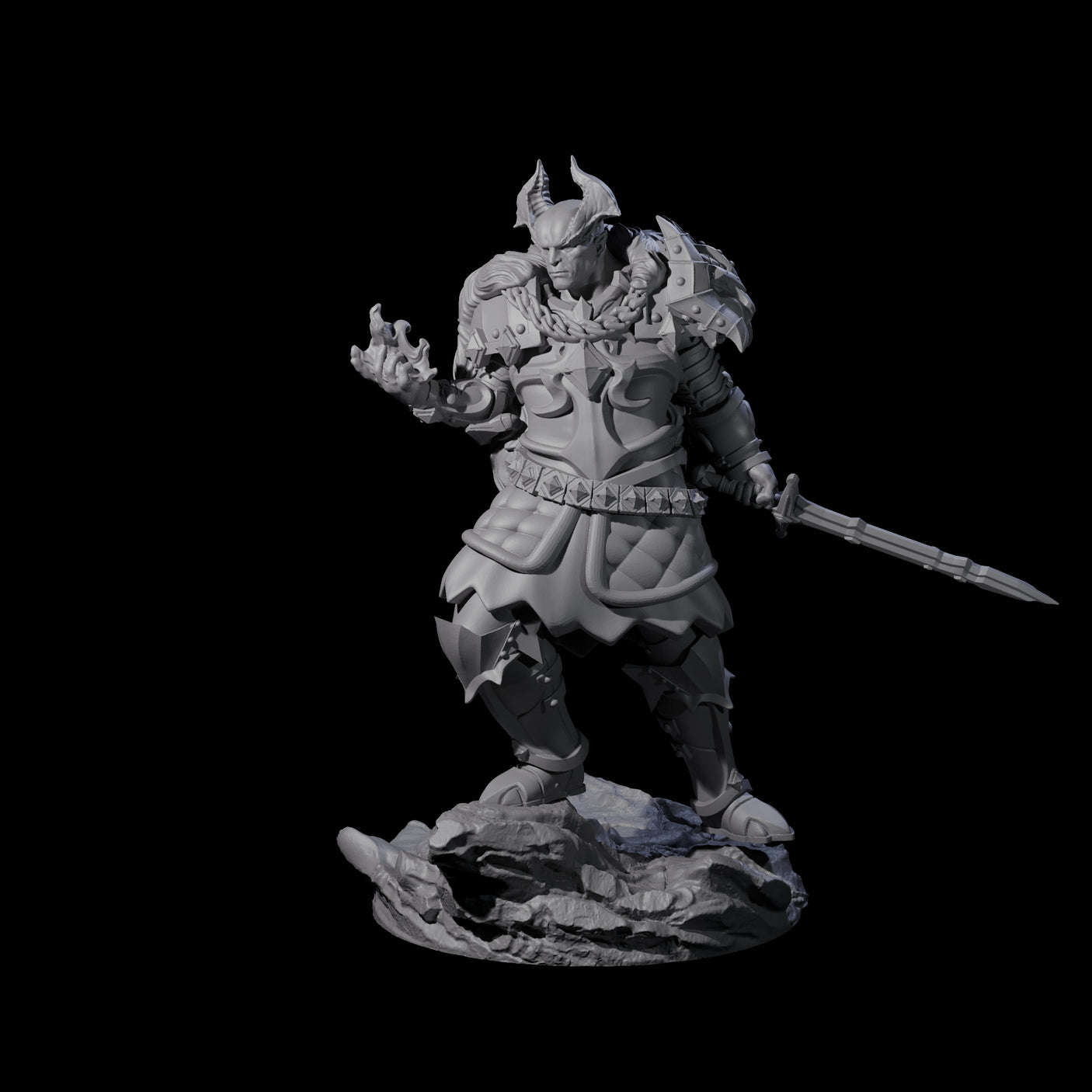 Firey Tiefling Warlock Miniature for Dungeons and Dragons, Pathfinder or other TTRPGs