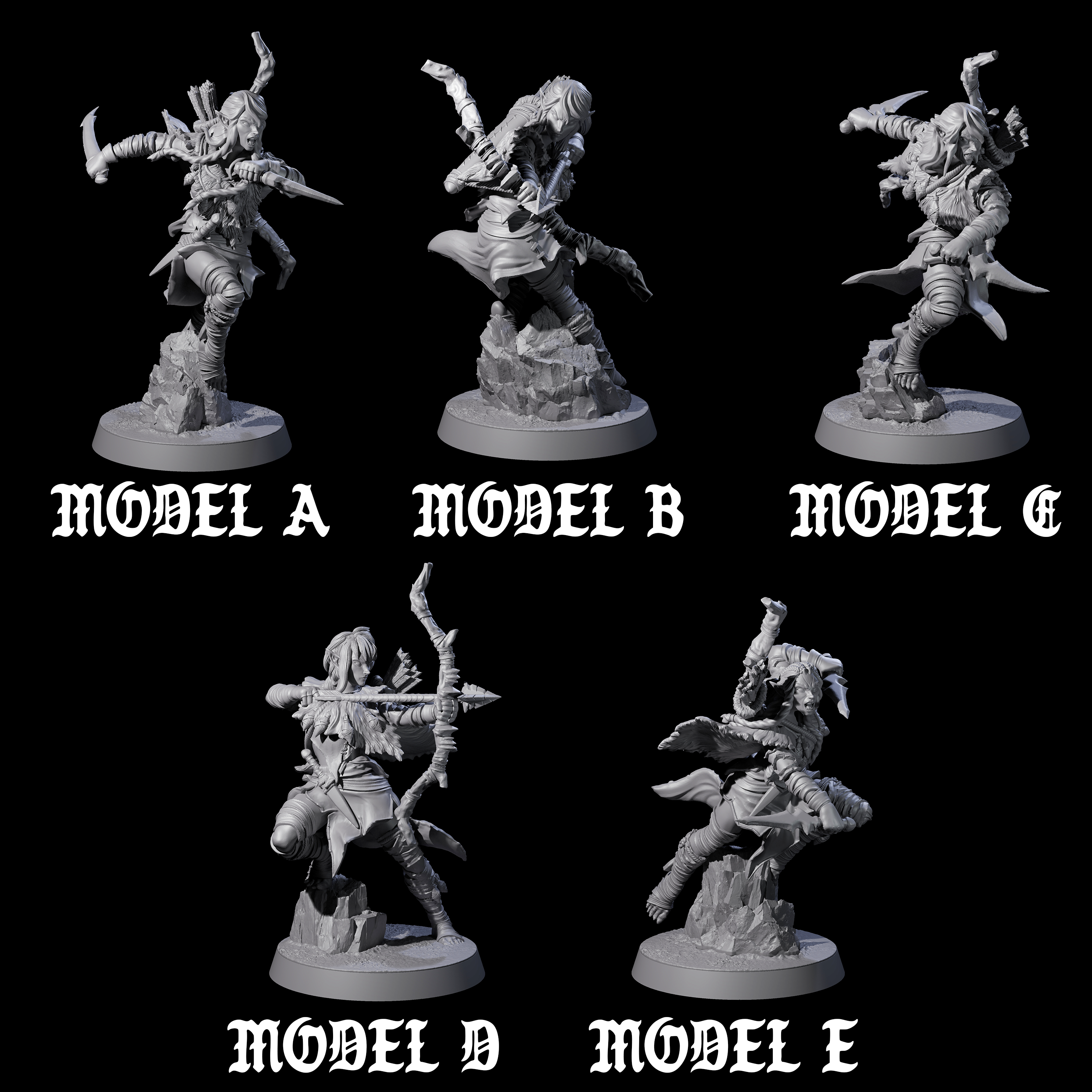 Five Ambushing Elf Rogues Miniature for Dungeons and Dragons, Pathfinder or other TTRPGs