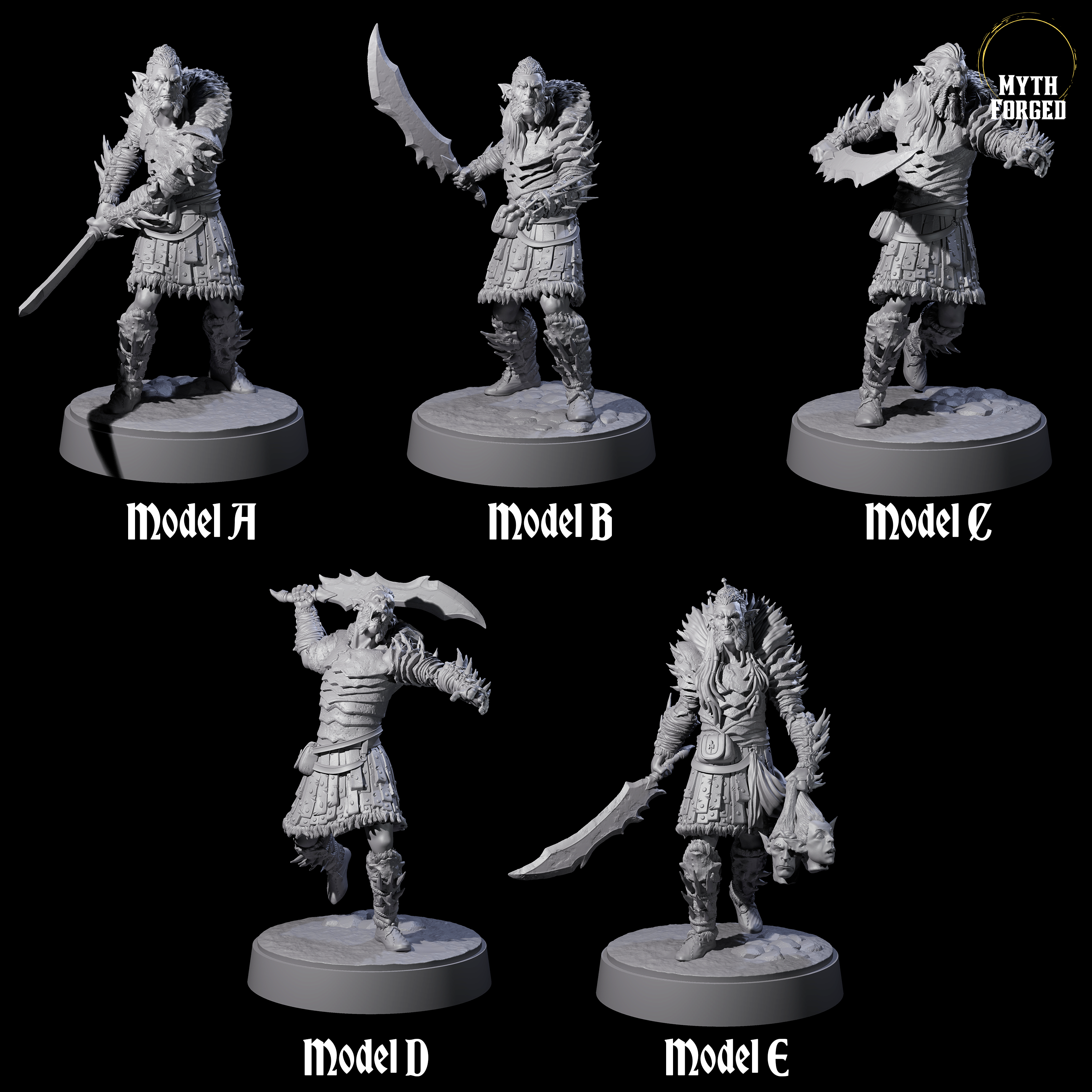 Five Mutton Chops Hobgoblins Miniature for Dungeons and Dragons, Pathfinder or other TTRPGs