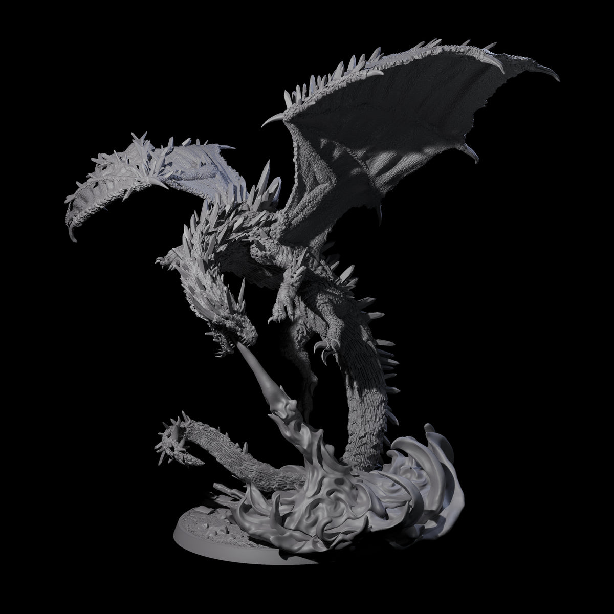 Flaming Crystal Dragon Miniature for Dungeons and Dragons, Pathfinder or other TTRPGs